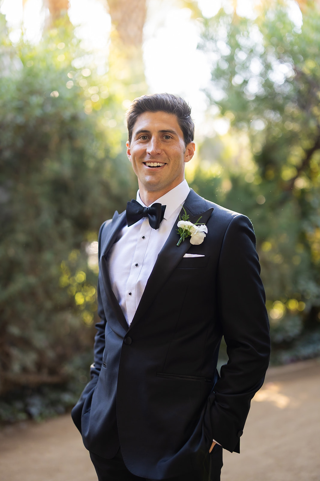 groom at black tie wedding