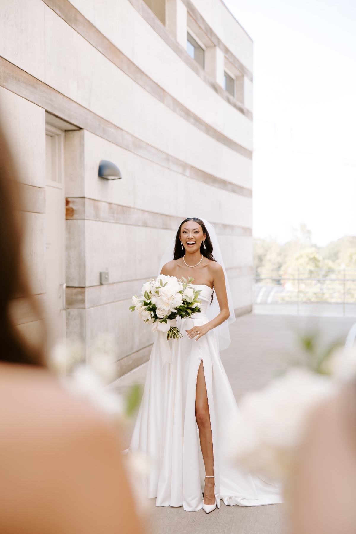 strapless wedding dress with split