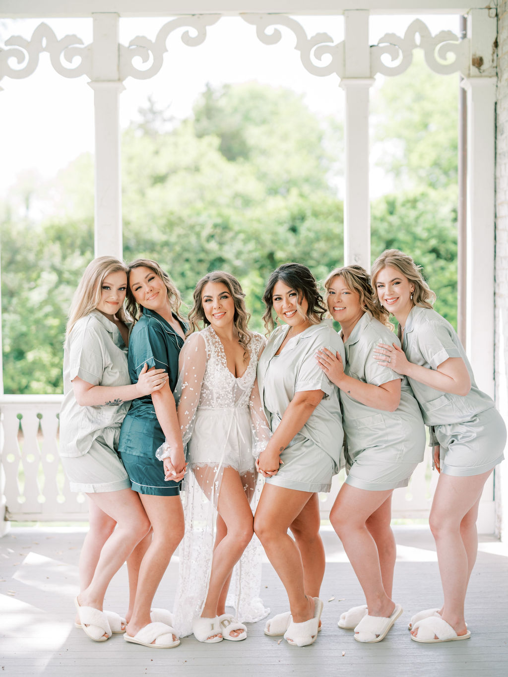 green bridesmaid pajamas