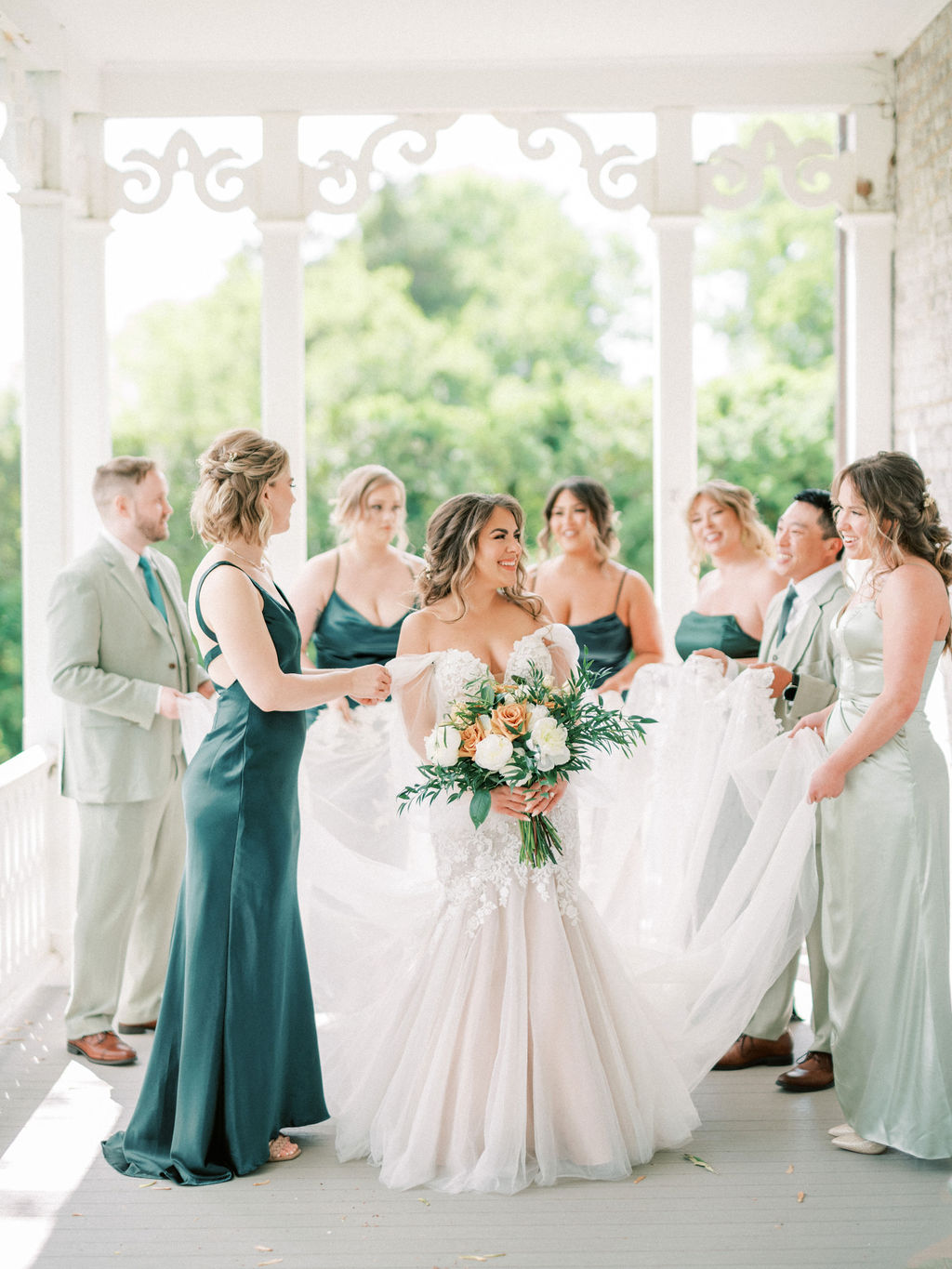 dark green mix and match bridesmaid dresses