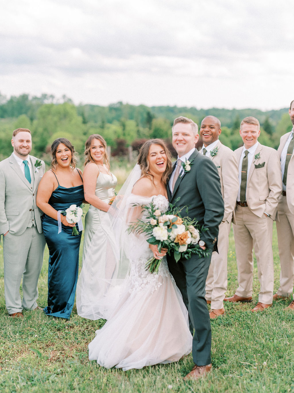 bridesmen in green suits