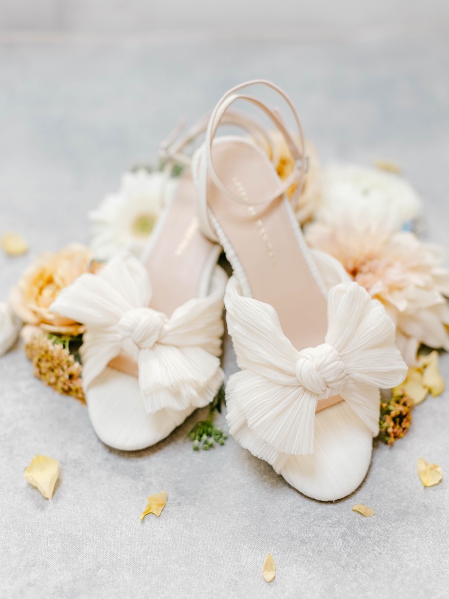 pleated chiffon wedding shoes