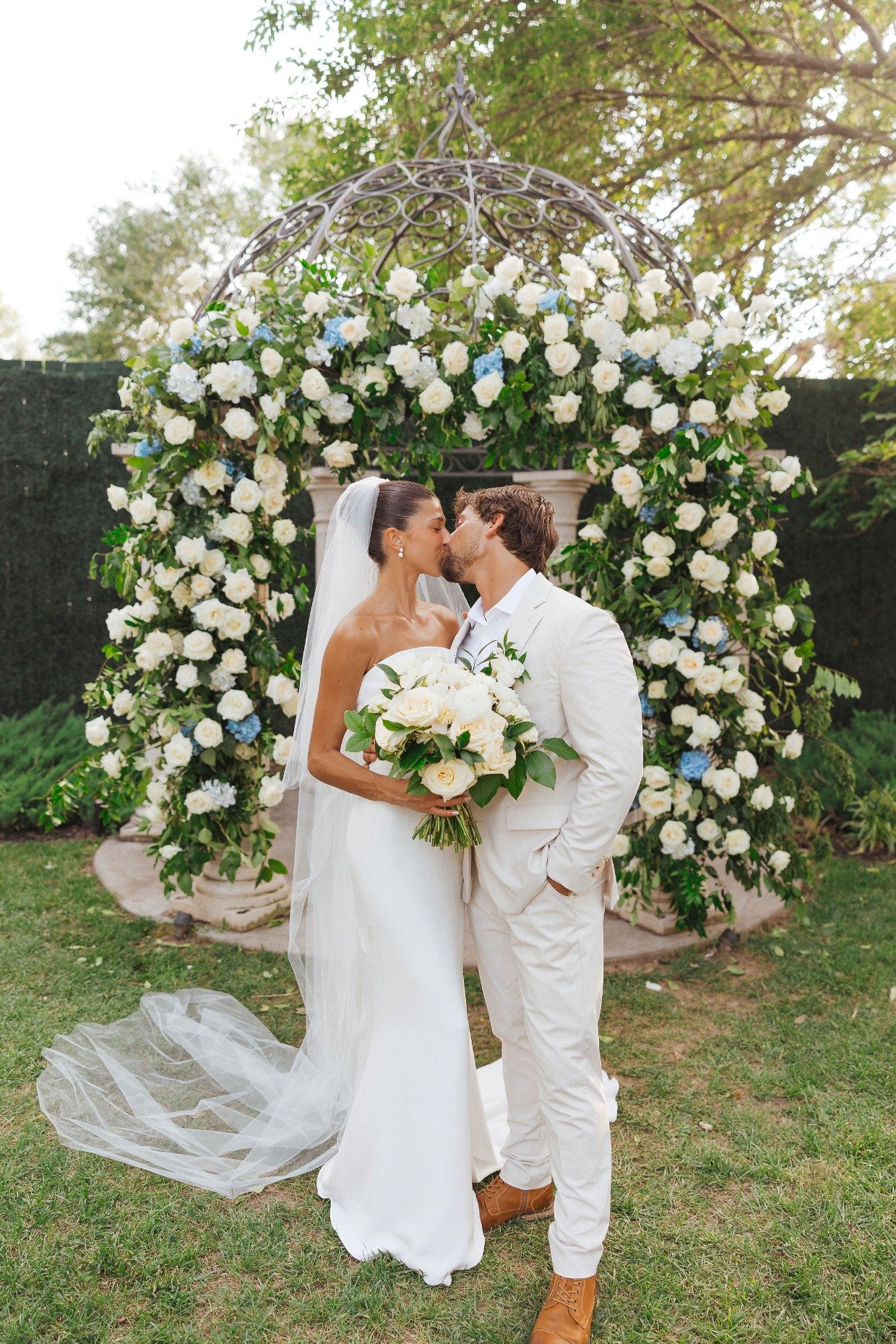 blue and white garden wedding ceremony ideas from with great love