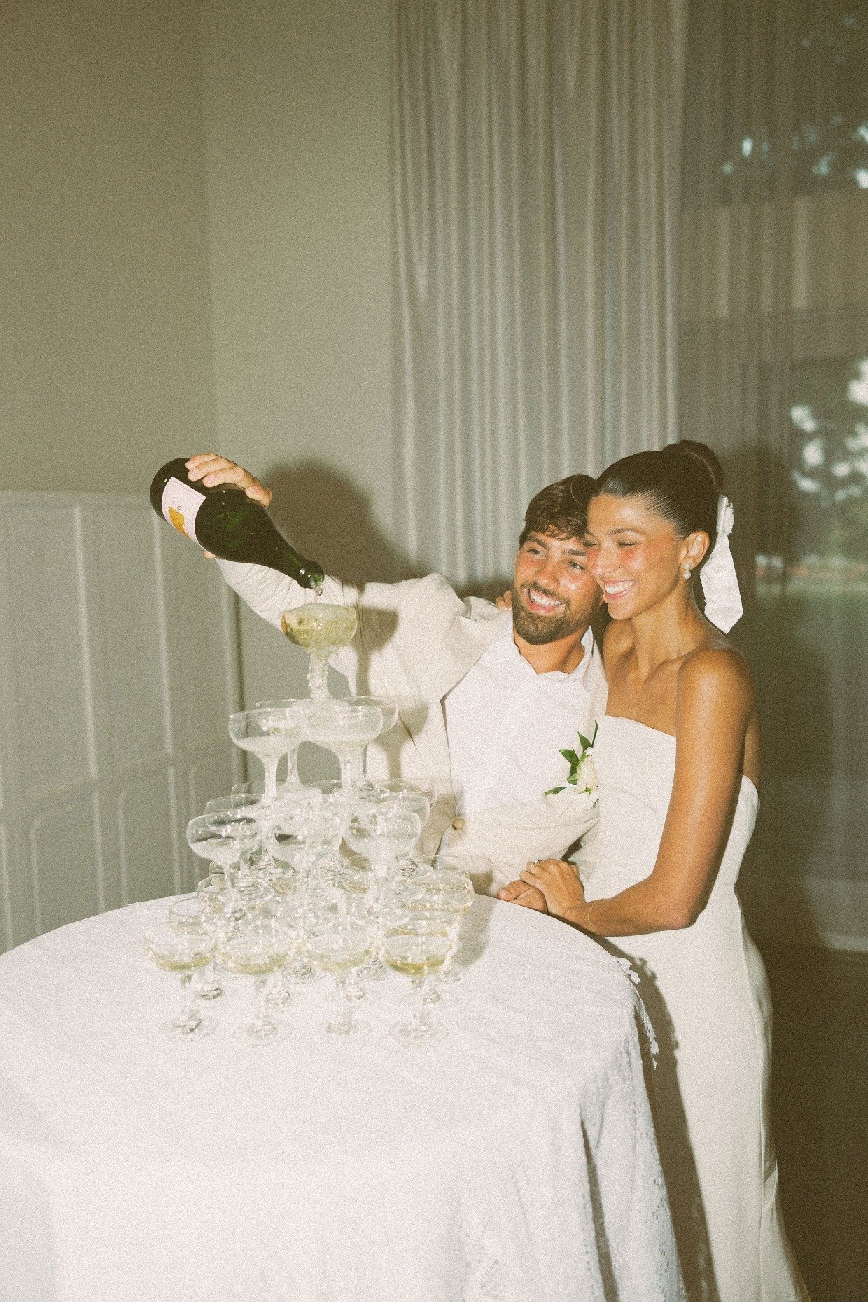 champagne tower at wedding by with great love