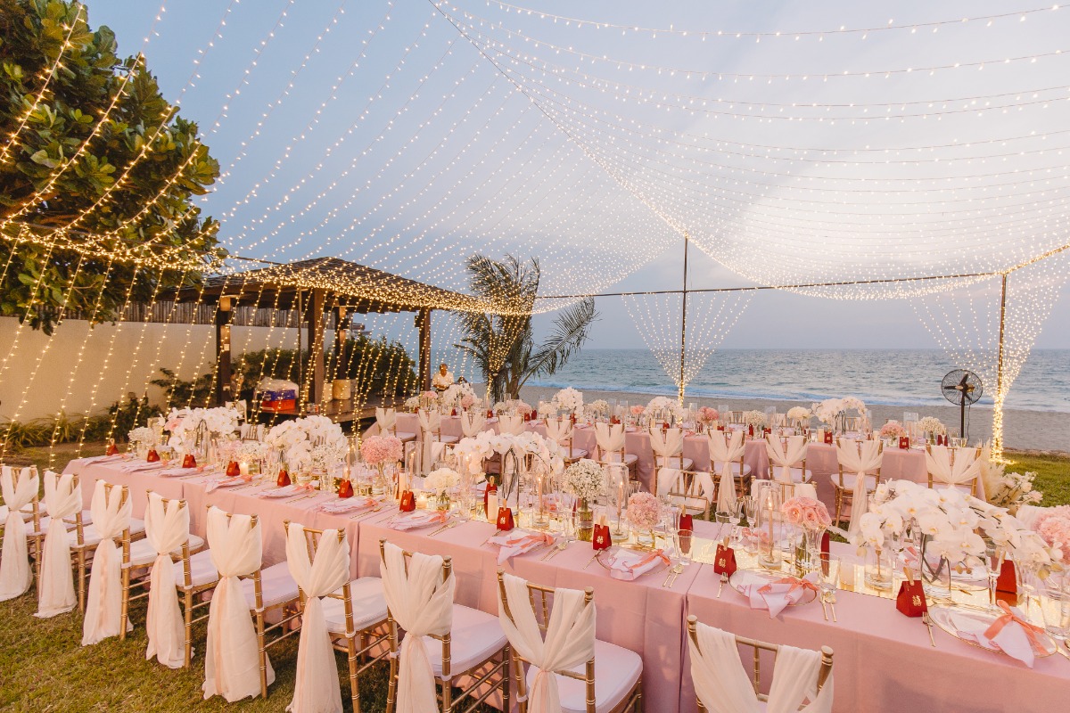 pink wedding reception