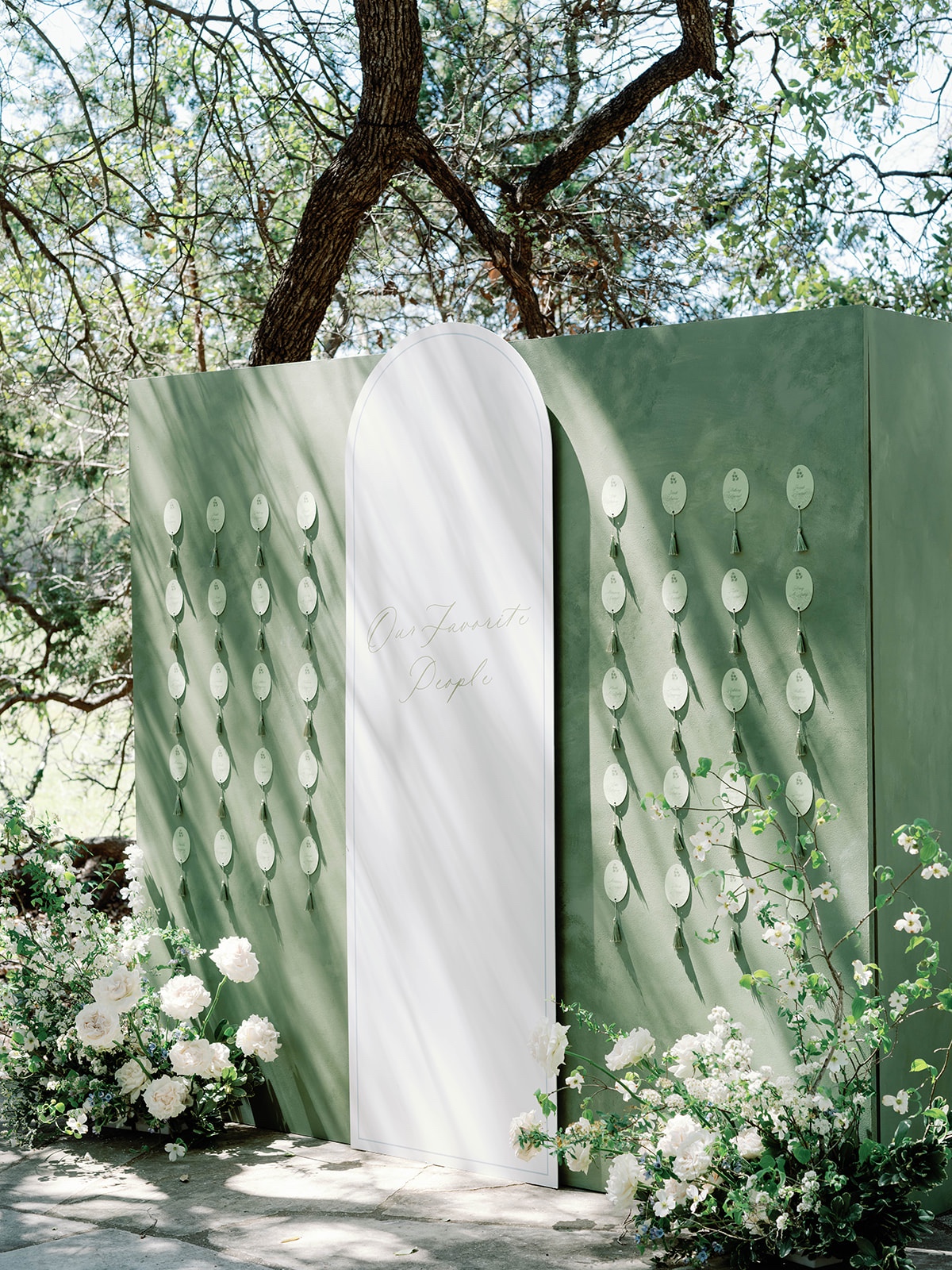 sage green modern escort wall for wedding