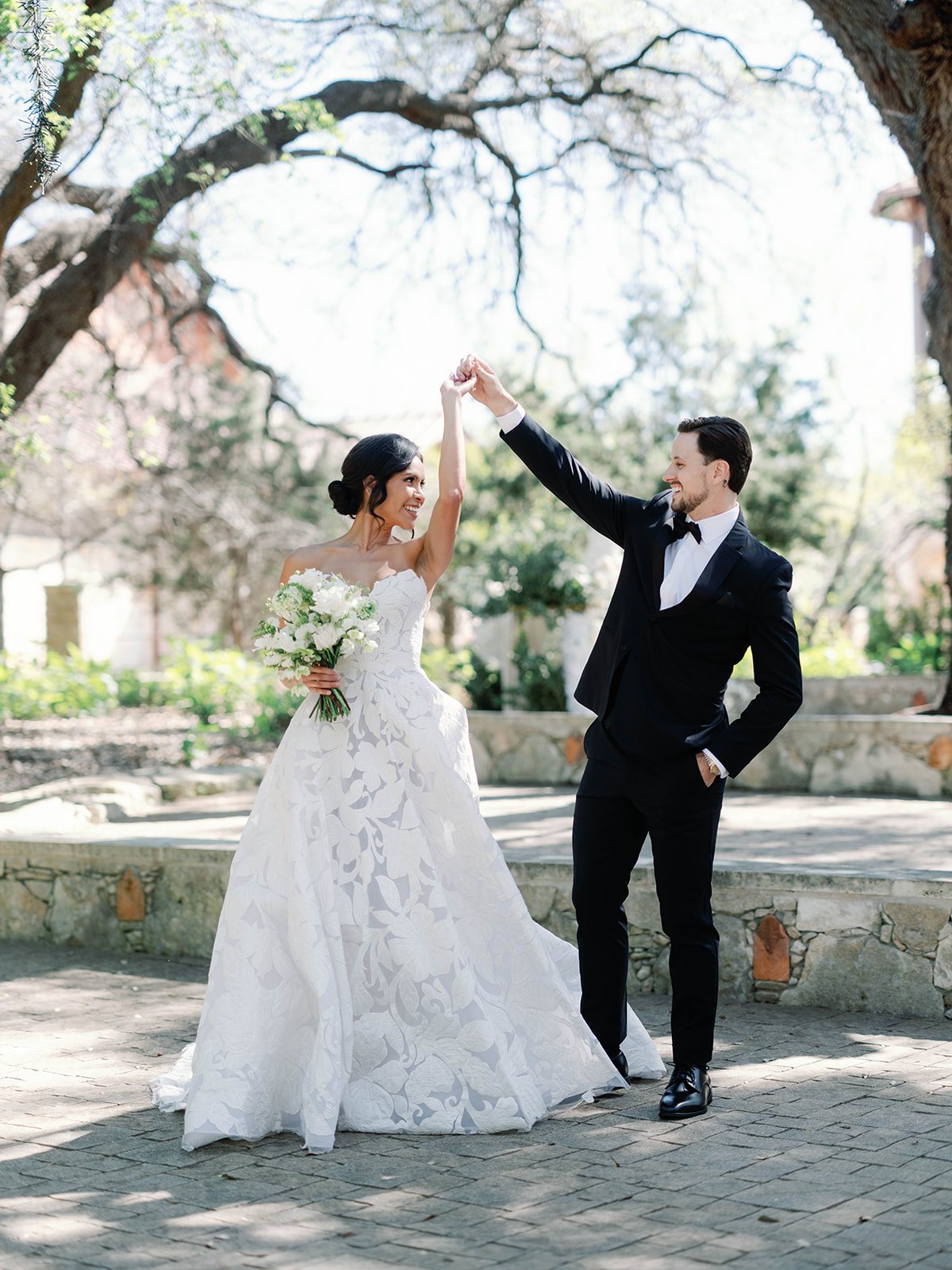 modern lace wedding gown