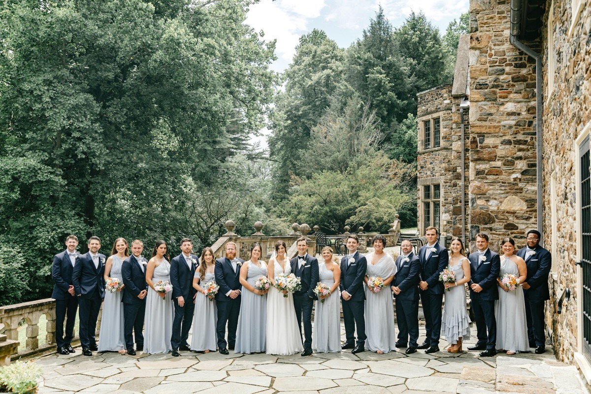 blue wedding party attire