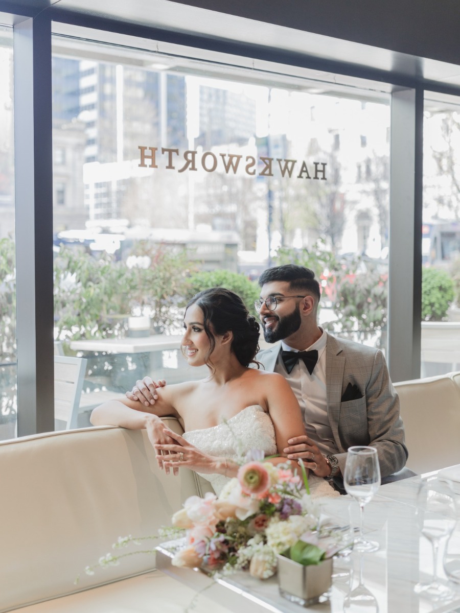 Pastels & pops of jewel tones for this Vancouver restaurant wedding