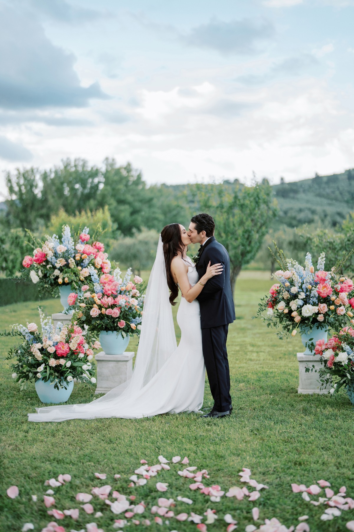 pink blue and peach wedding inspiration