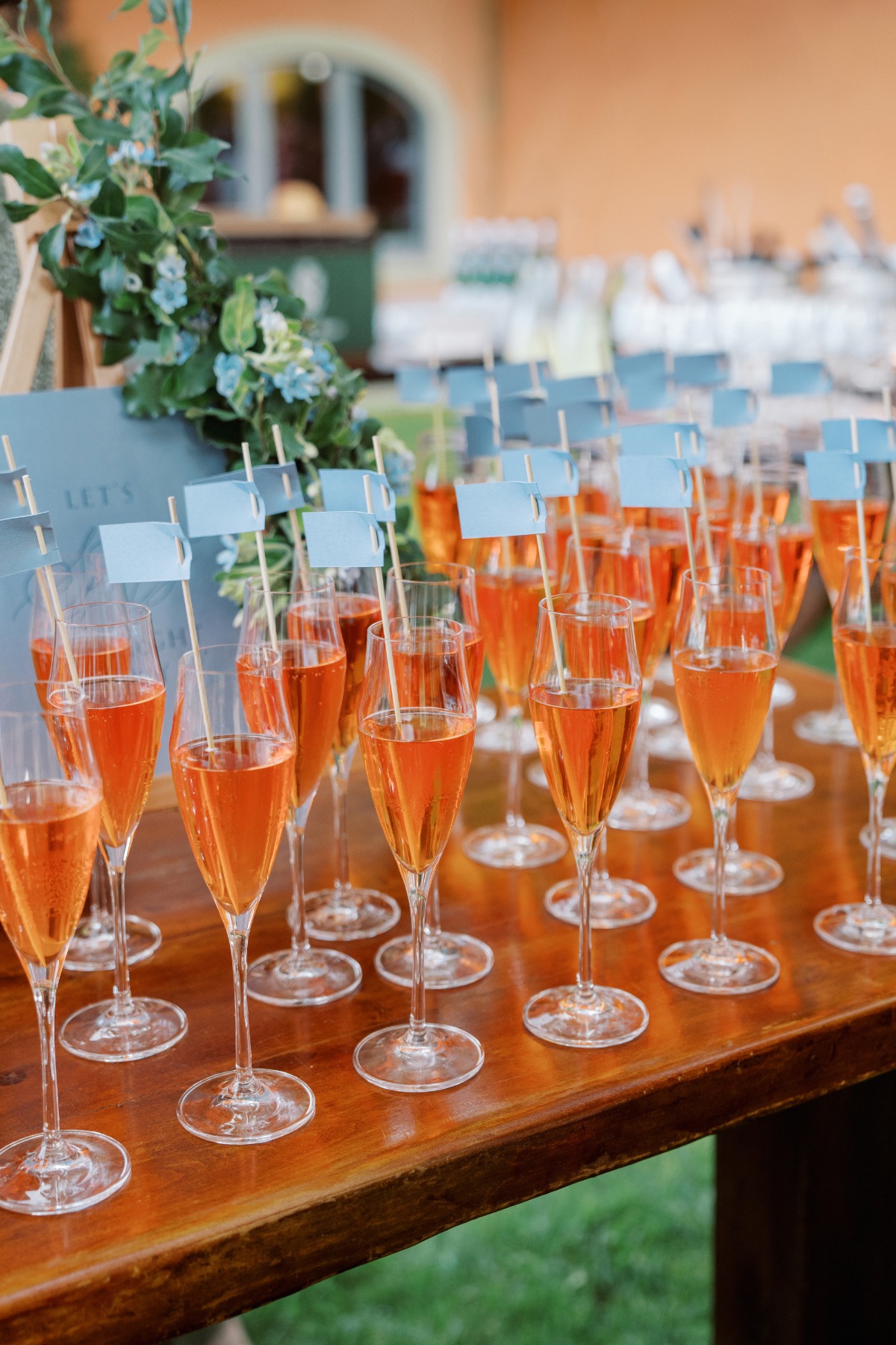 aperol spritz escort cards for wedding reception