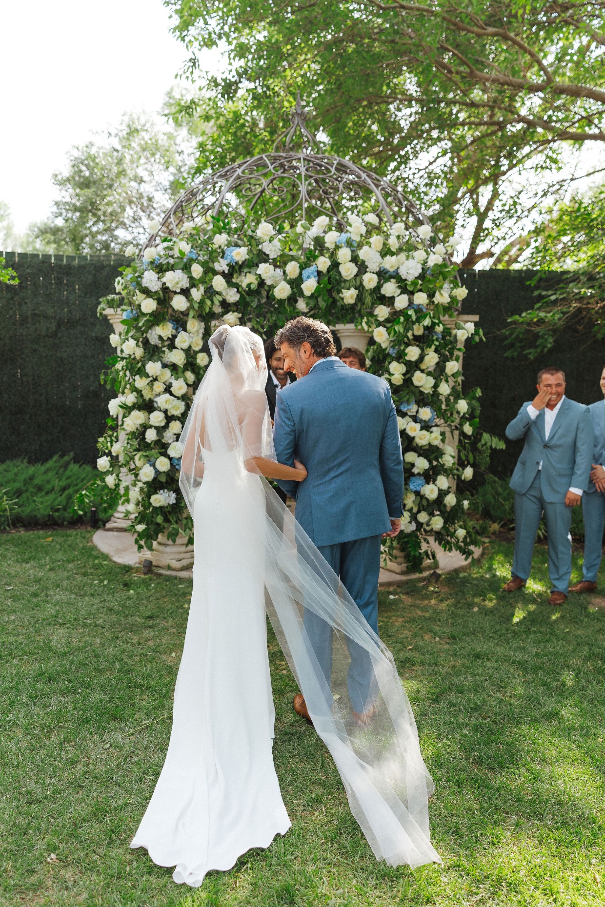 blue and white garden wedding ceremony by with great love