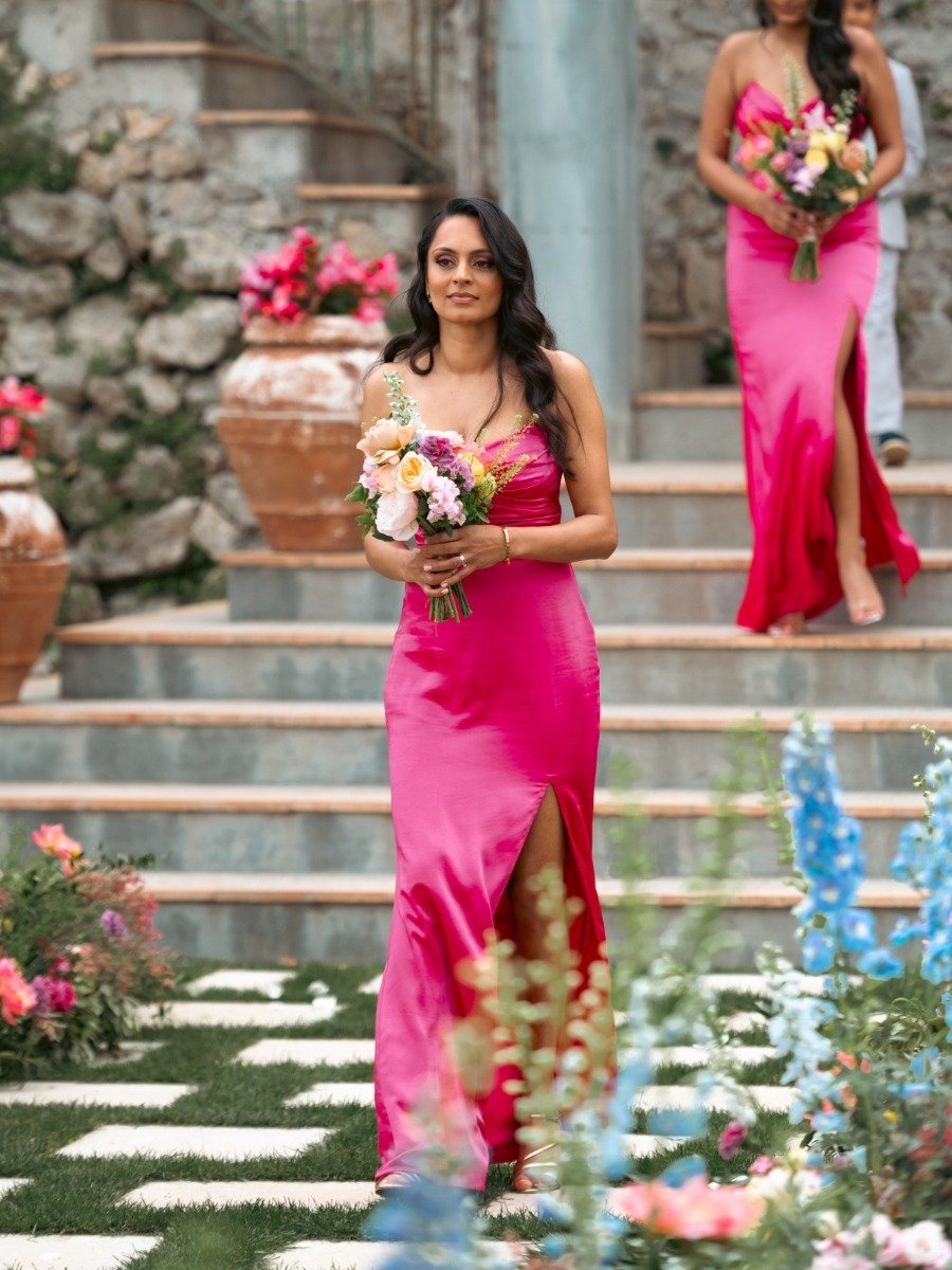 Vibrant terrace garden wedding with a backdrop of the amalfi coast