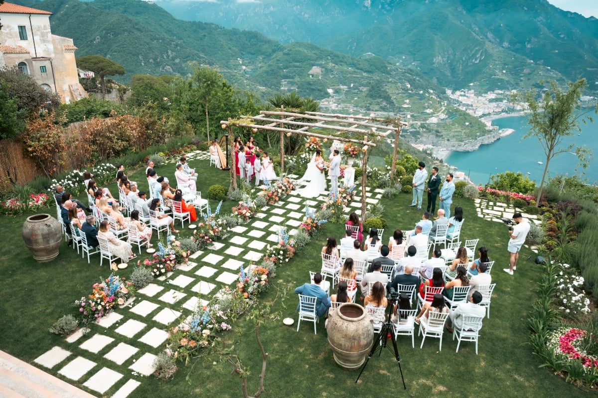 garden wedding venue with view of the amalfi coast