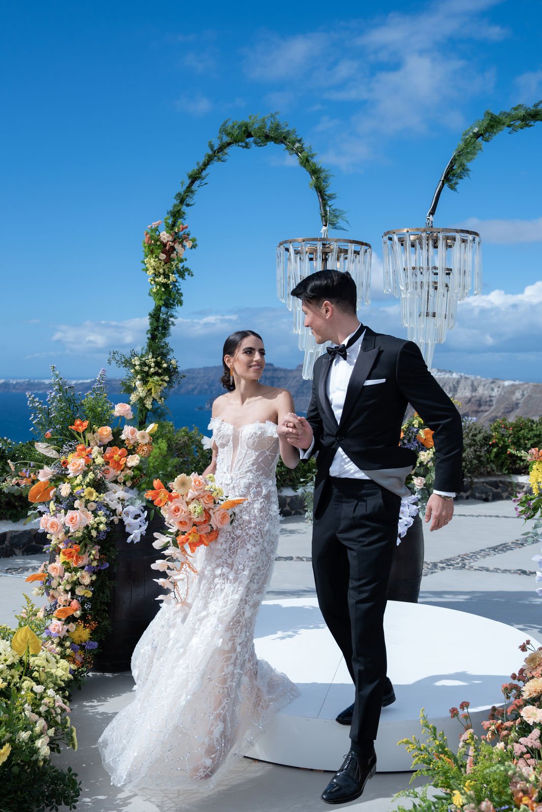 colorful wedding inspiration in santorini