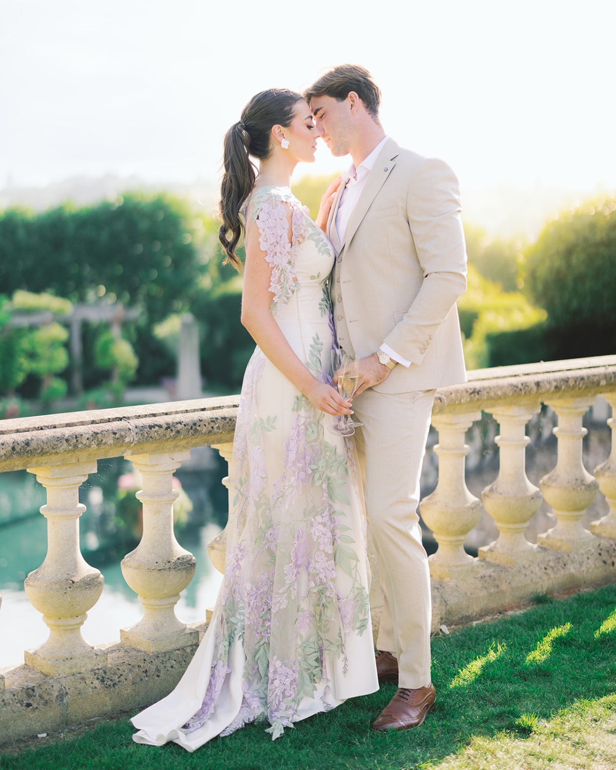 non traditional lavender and sage wedding dress