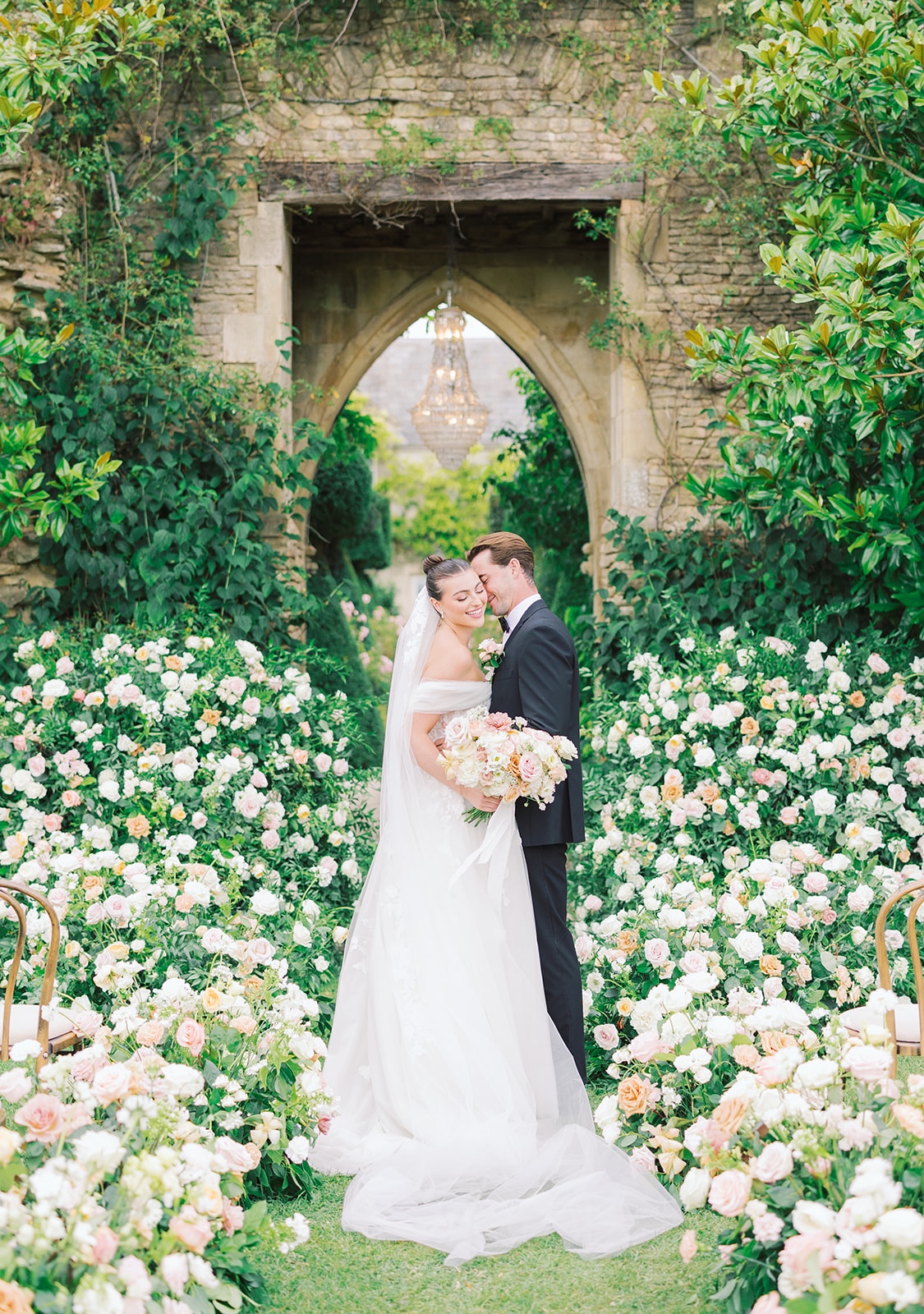 peach and ivory wedding ceremony inspiration