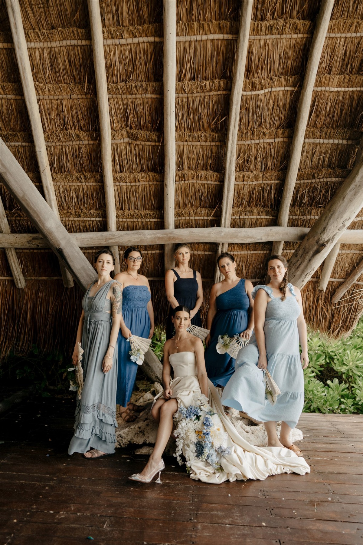 shades of blue bridesmaid dresses