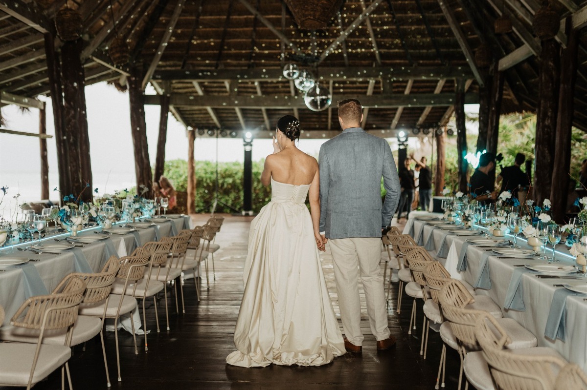 blue reception decor