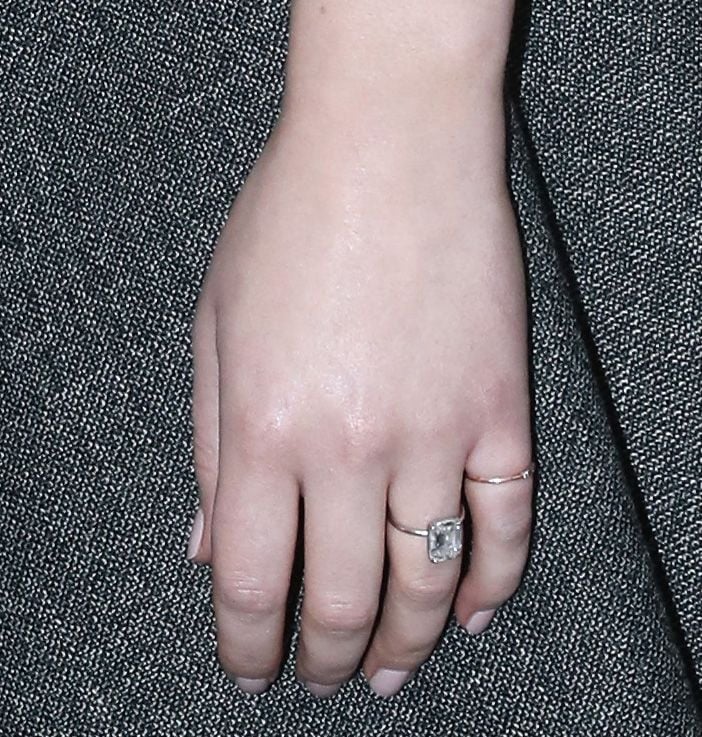 close up of jennifer lawrence's engagement ring