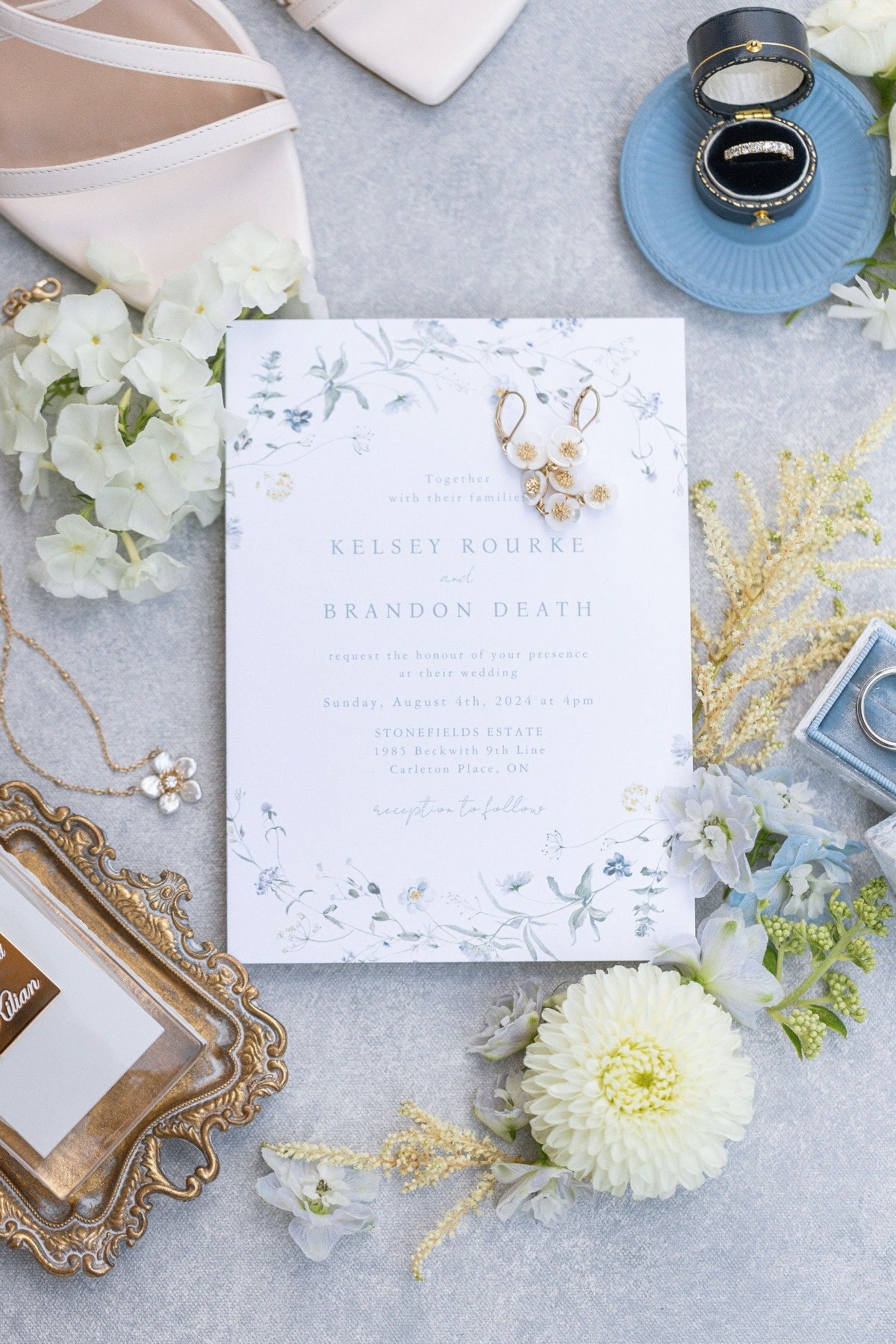 blue and white wedding invitations