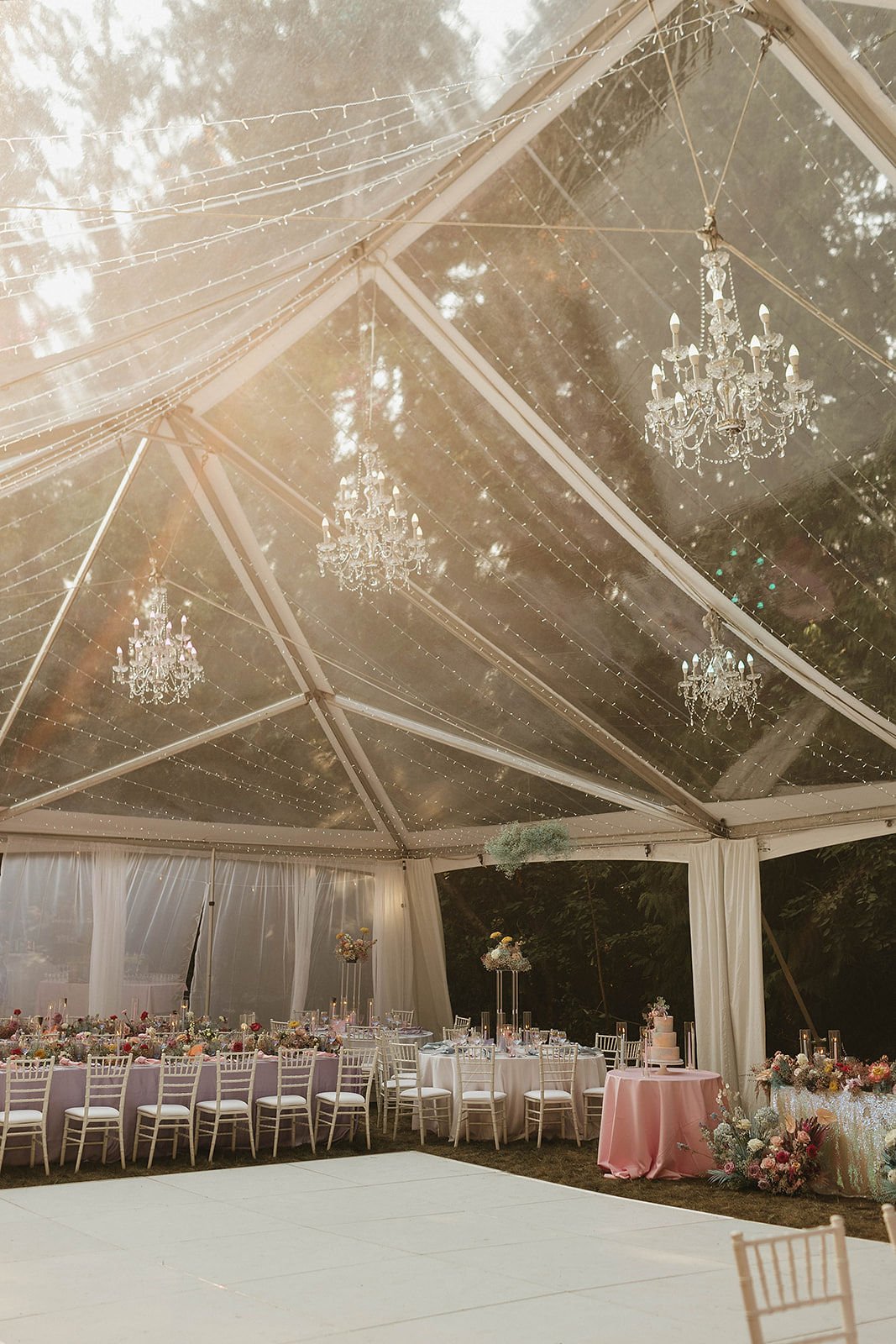 clear tent with drapery sides