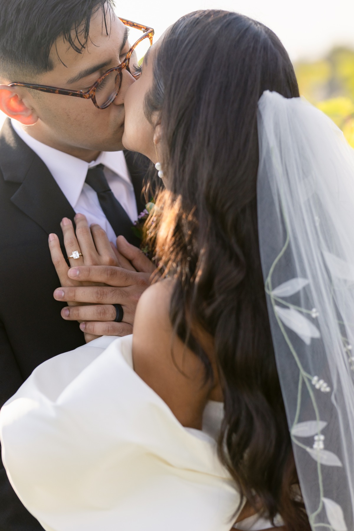 leaf embroidered veil