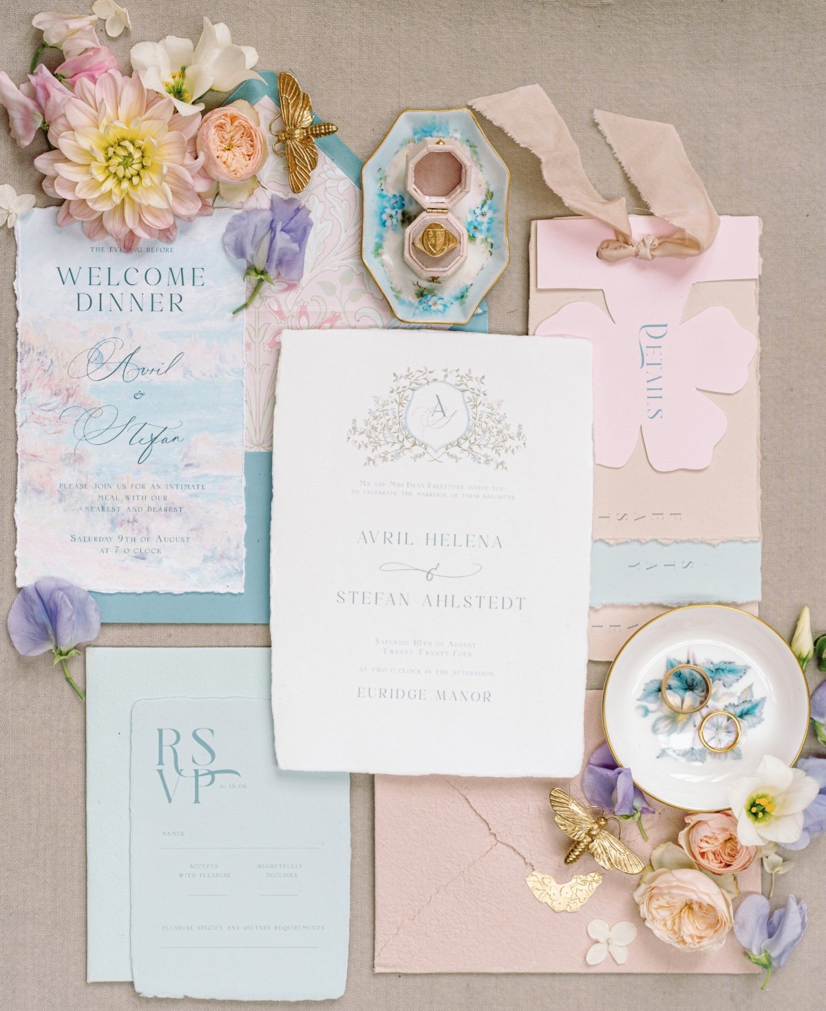 pastel wedding invitation suite