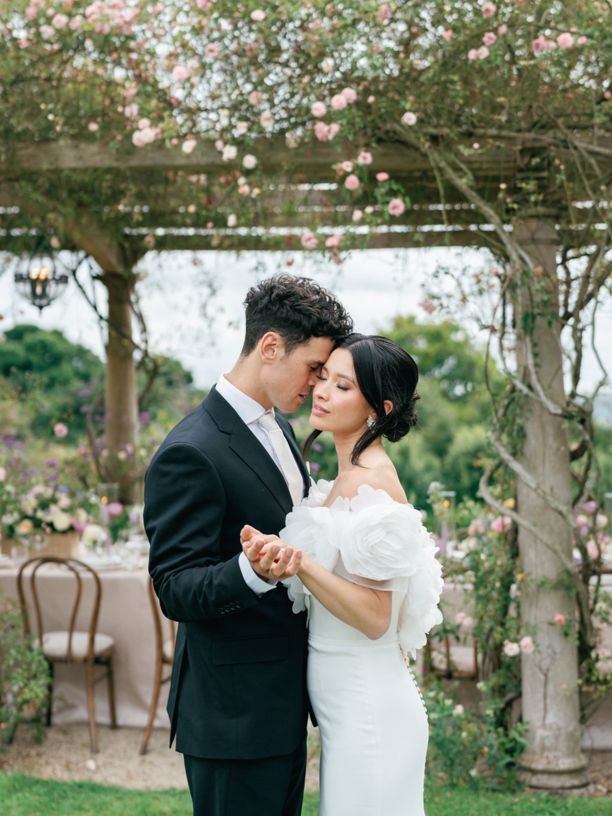 off the shoulder floral wedding dress