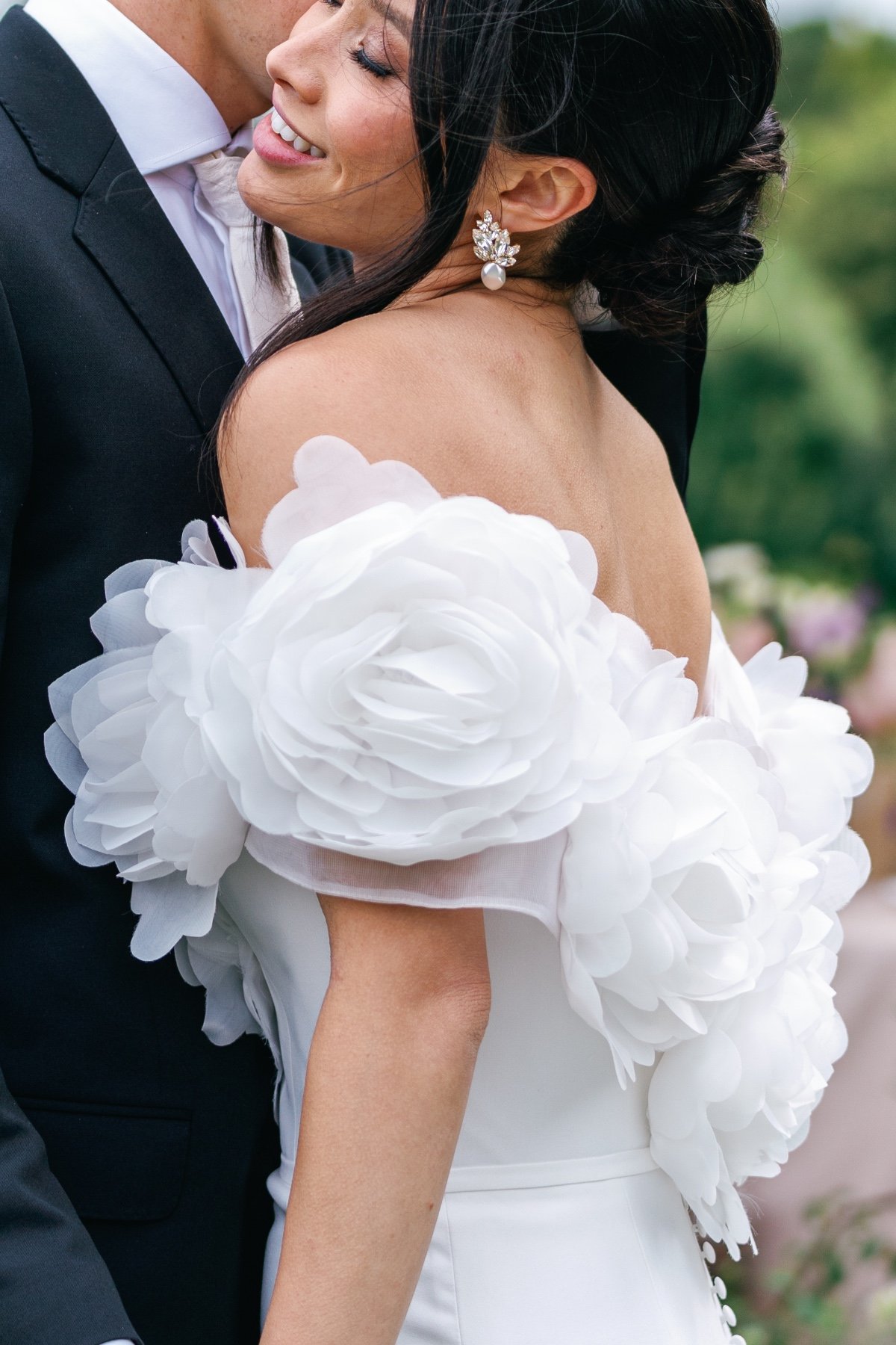 floral wedding dress details