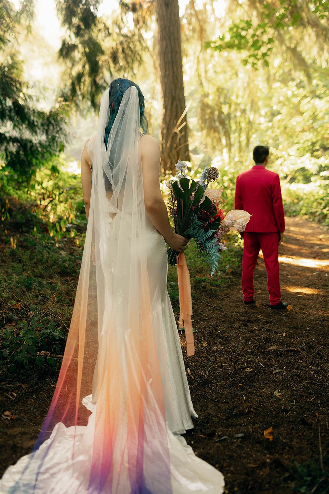 ombre rainbow veil