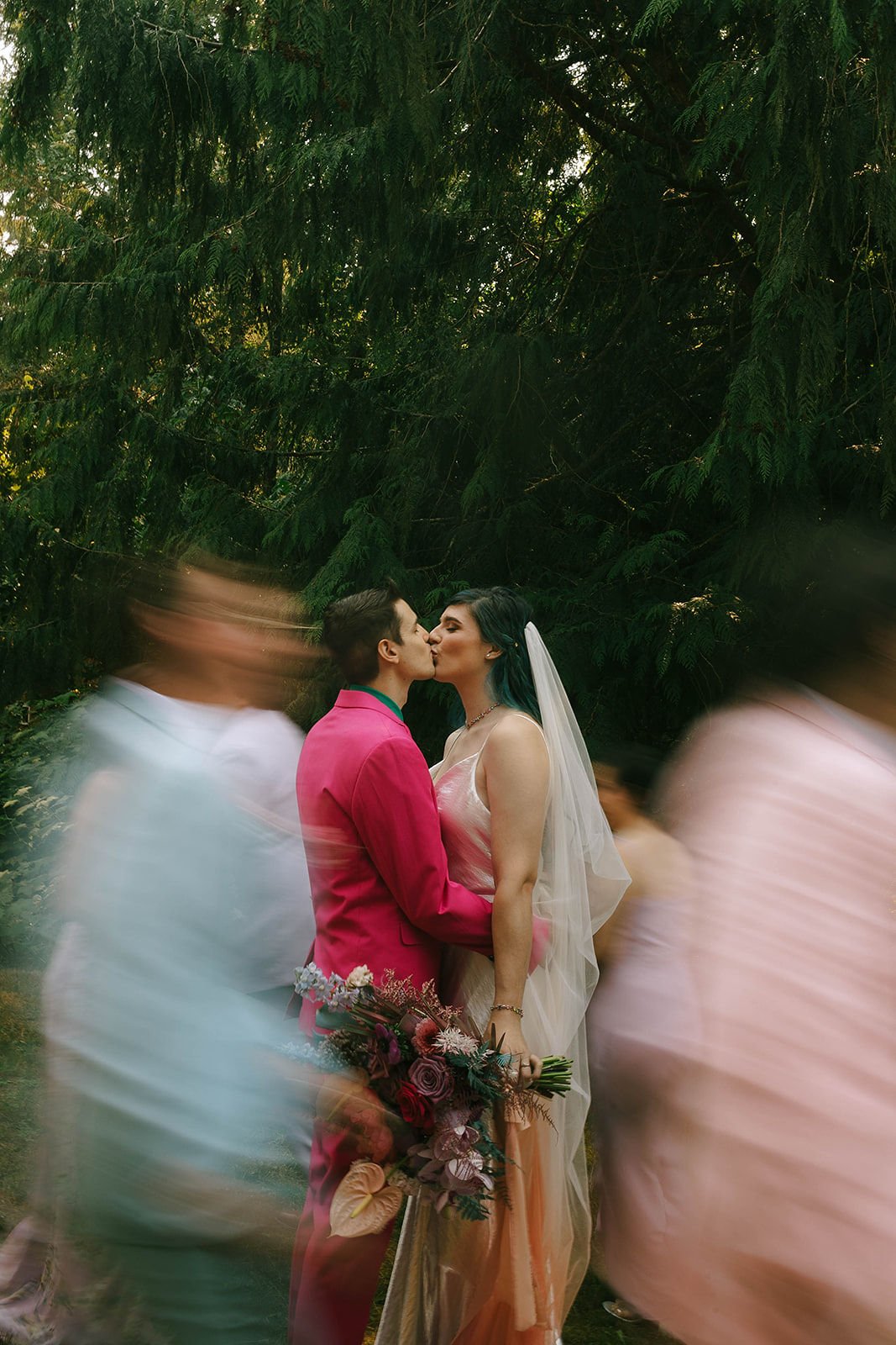 colorful wedding party attire