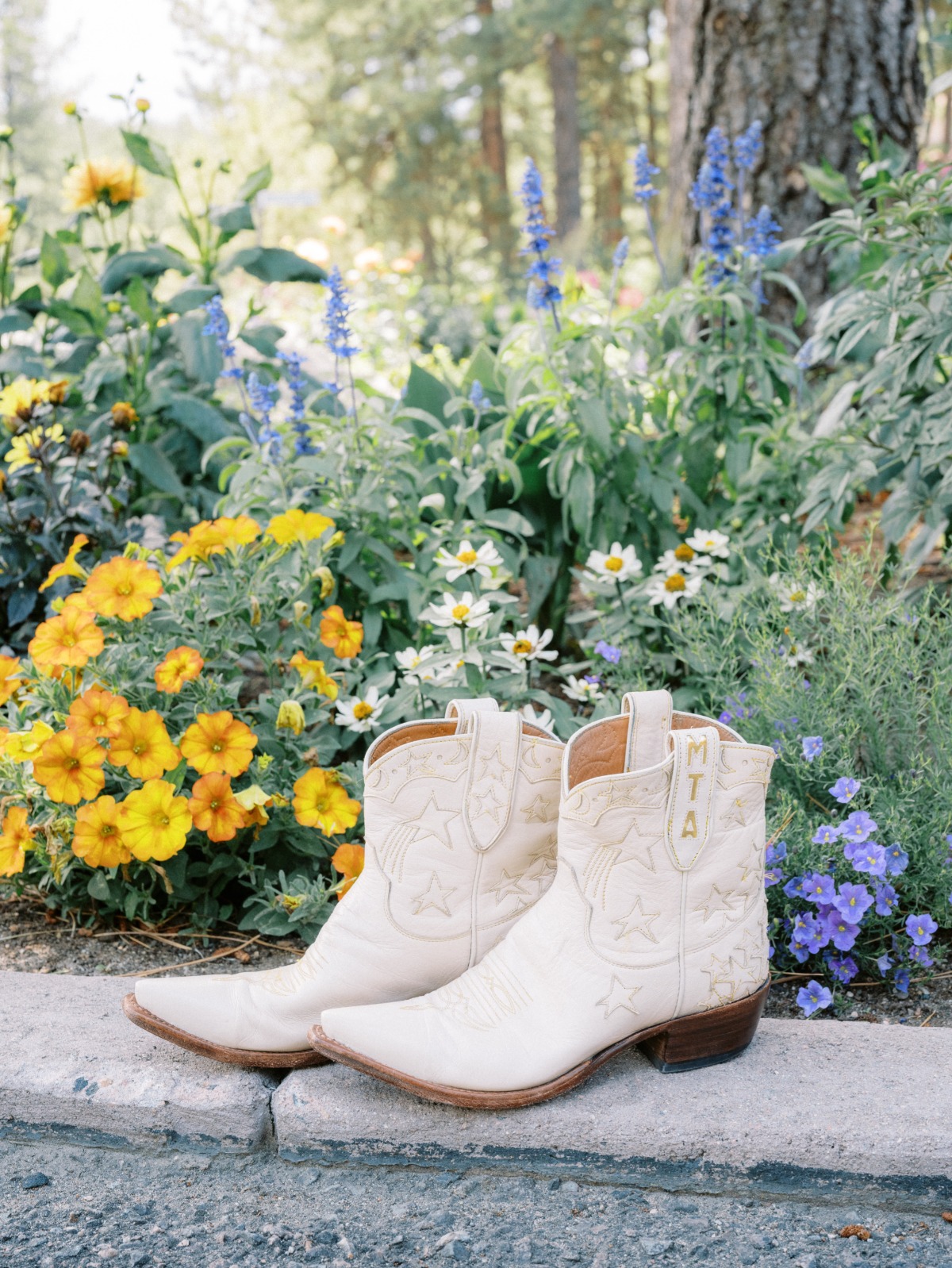 monogrammed ivory boots