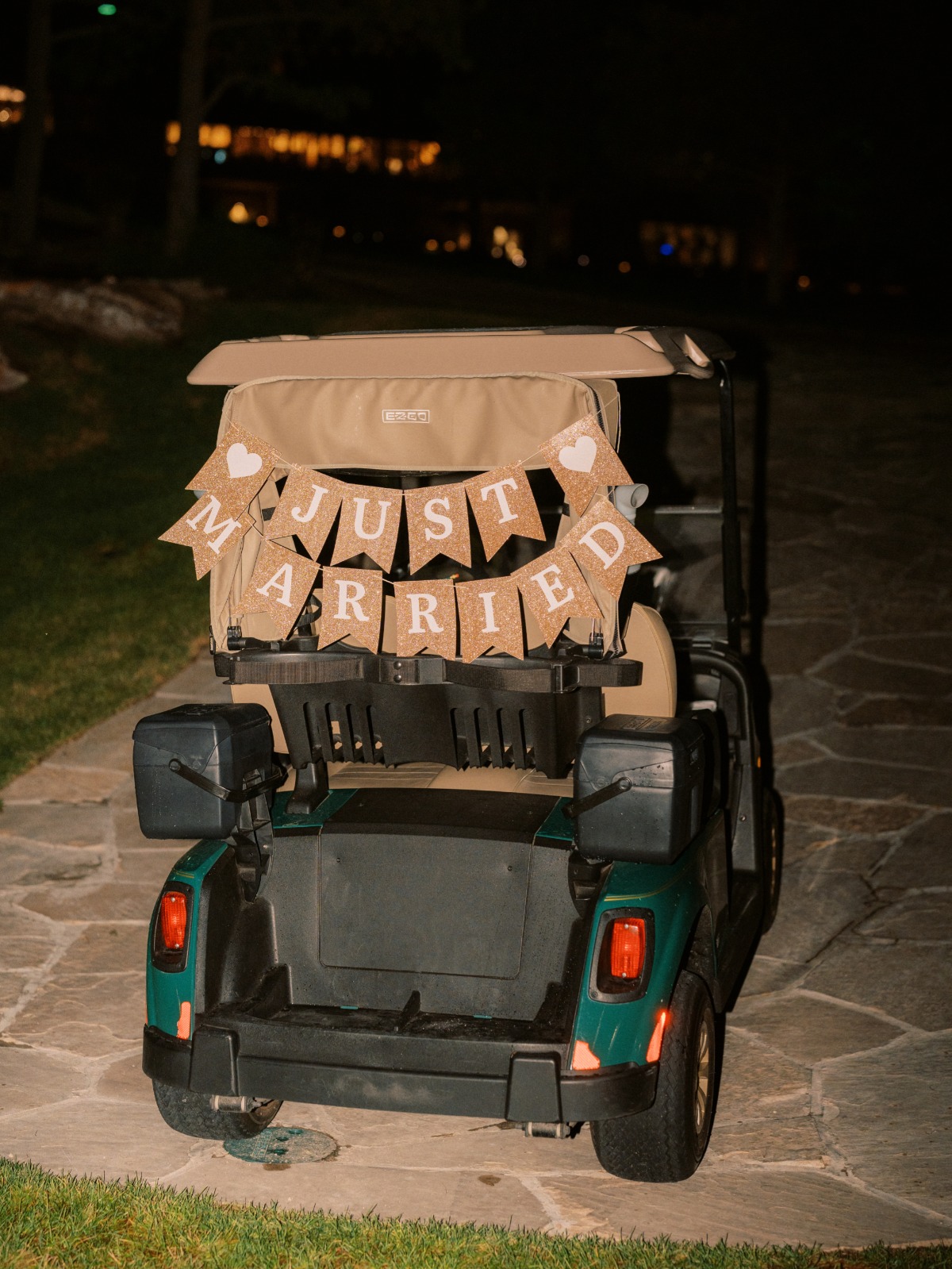 just married golf cart