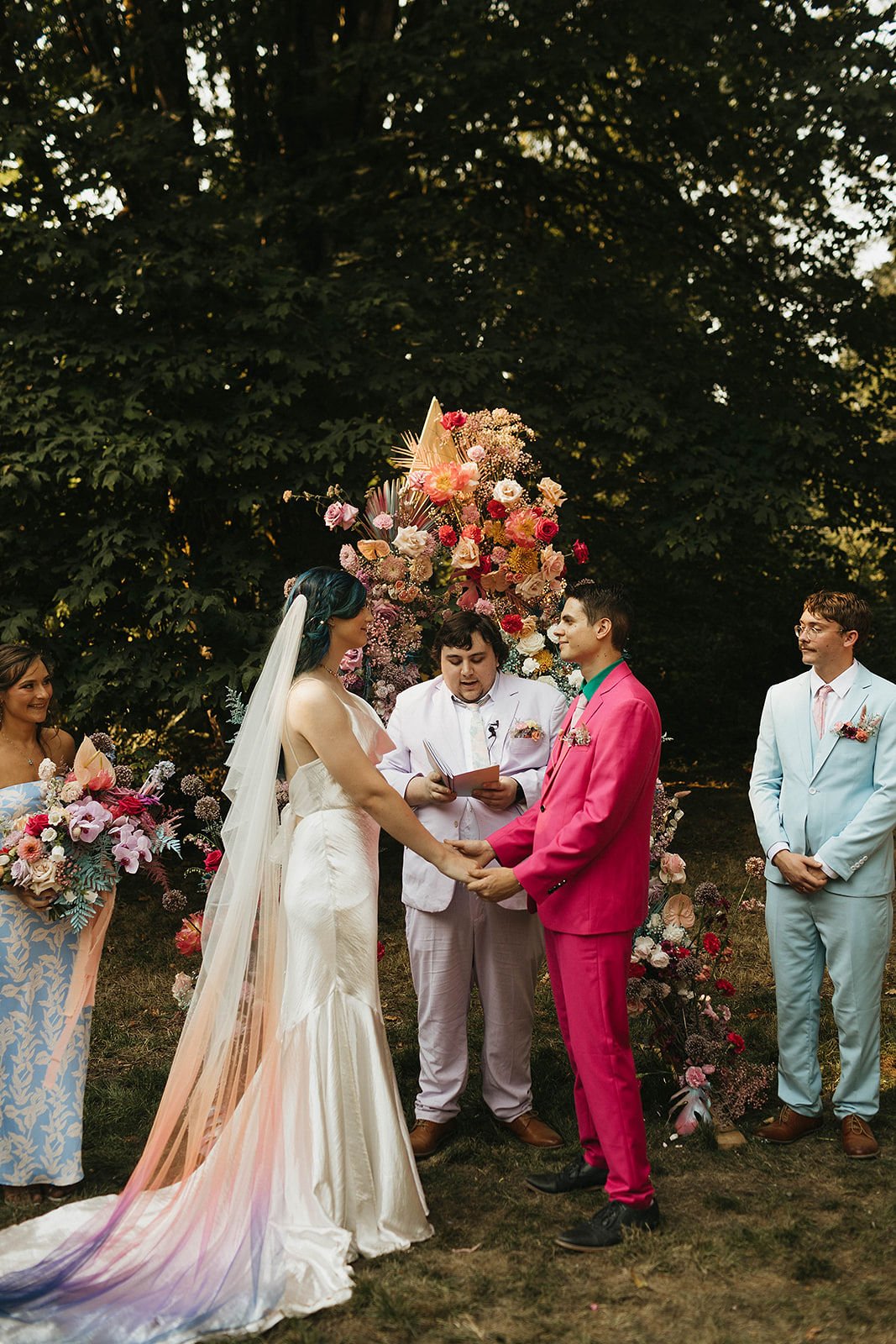 rainbow pastel wedding party