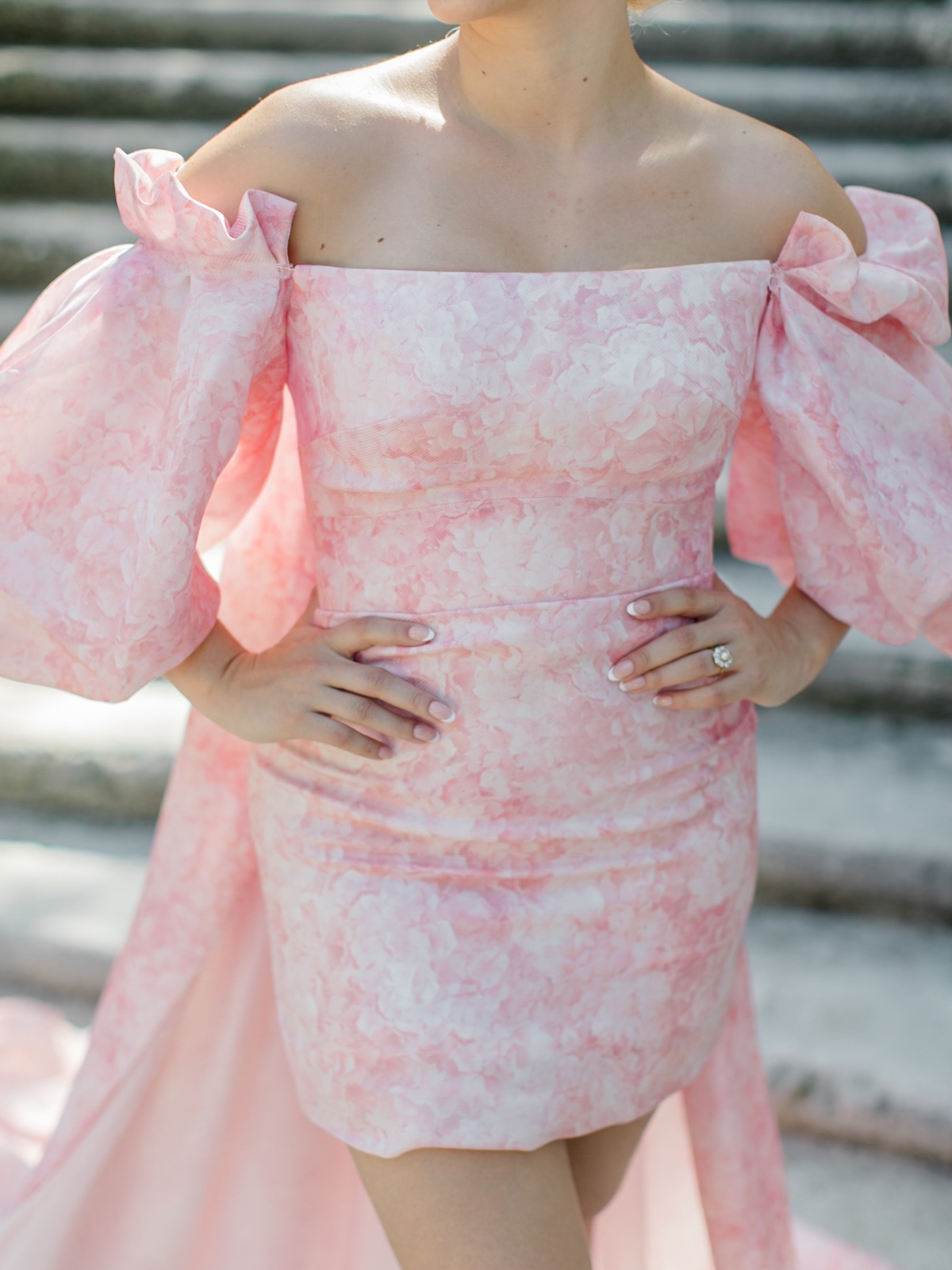 pink mini wedding dress