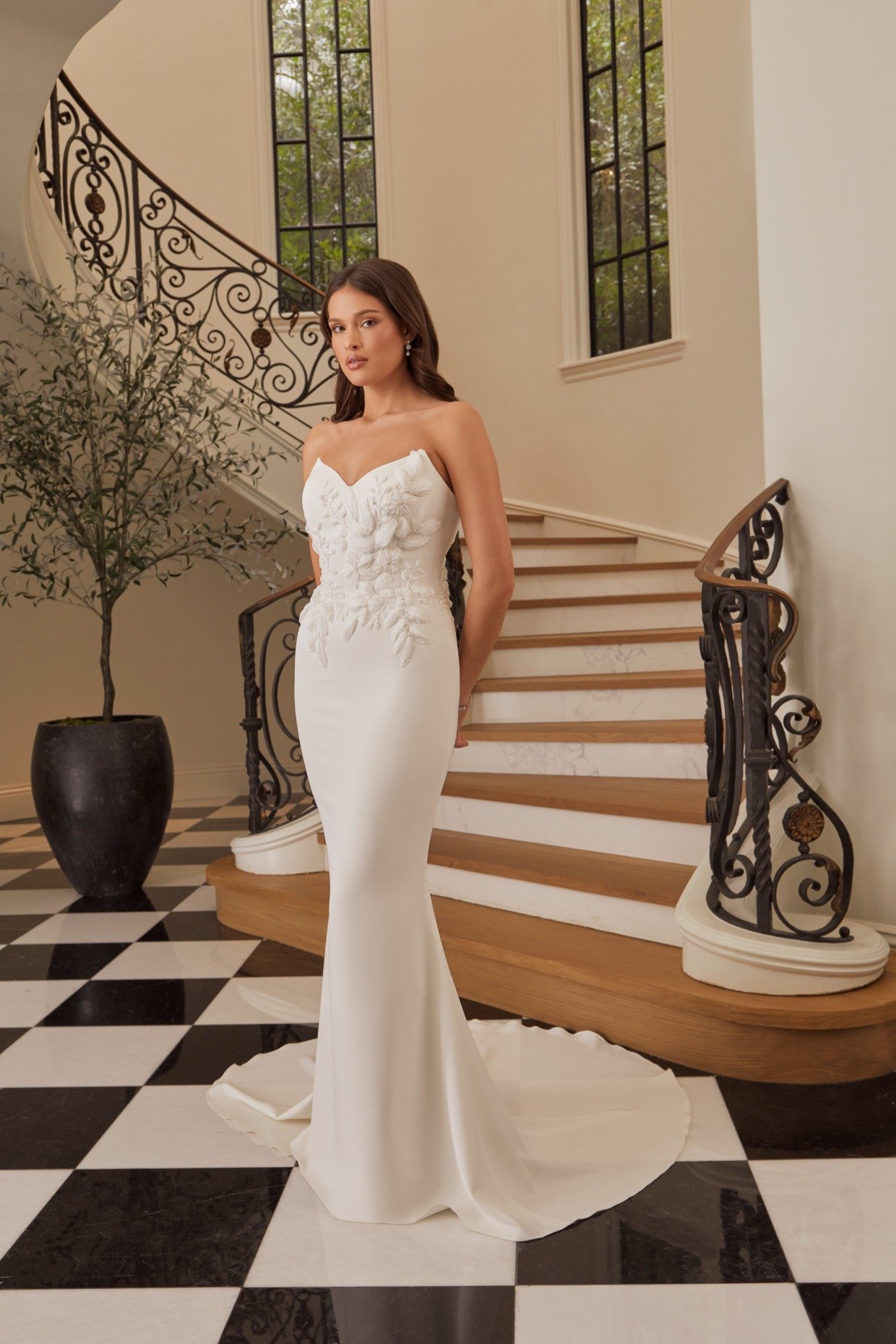 tessa by casablanca strapless mermaid gown