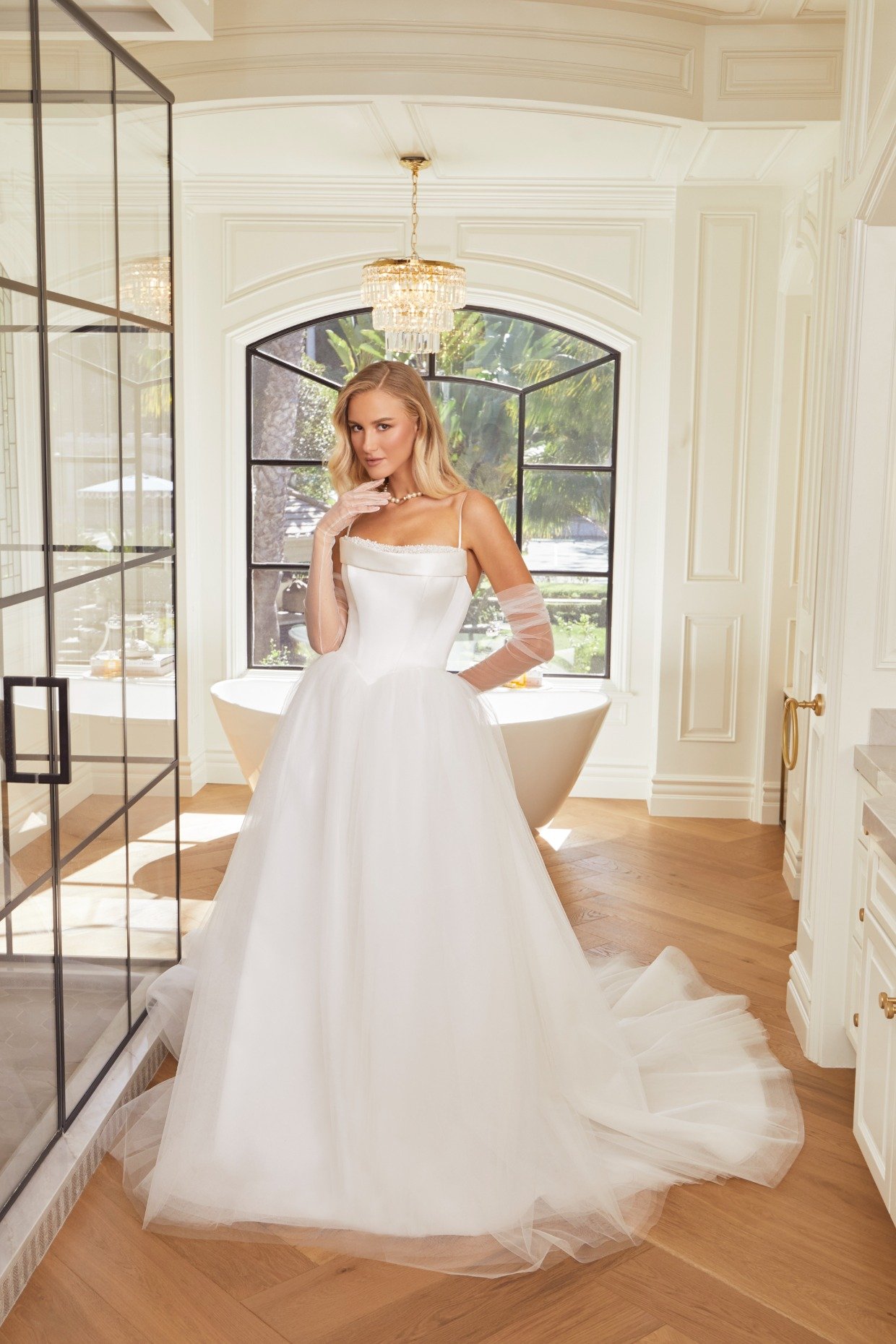 basque waist wedding gown by casablanca