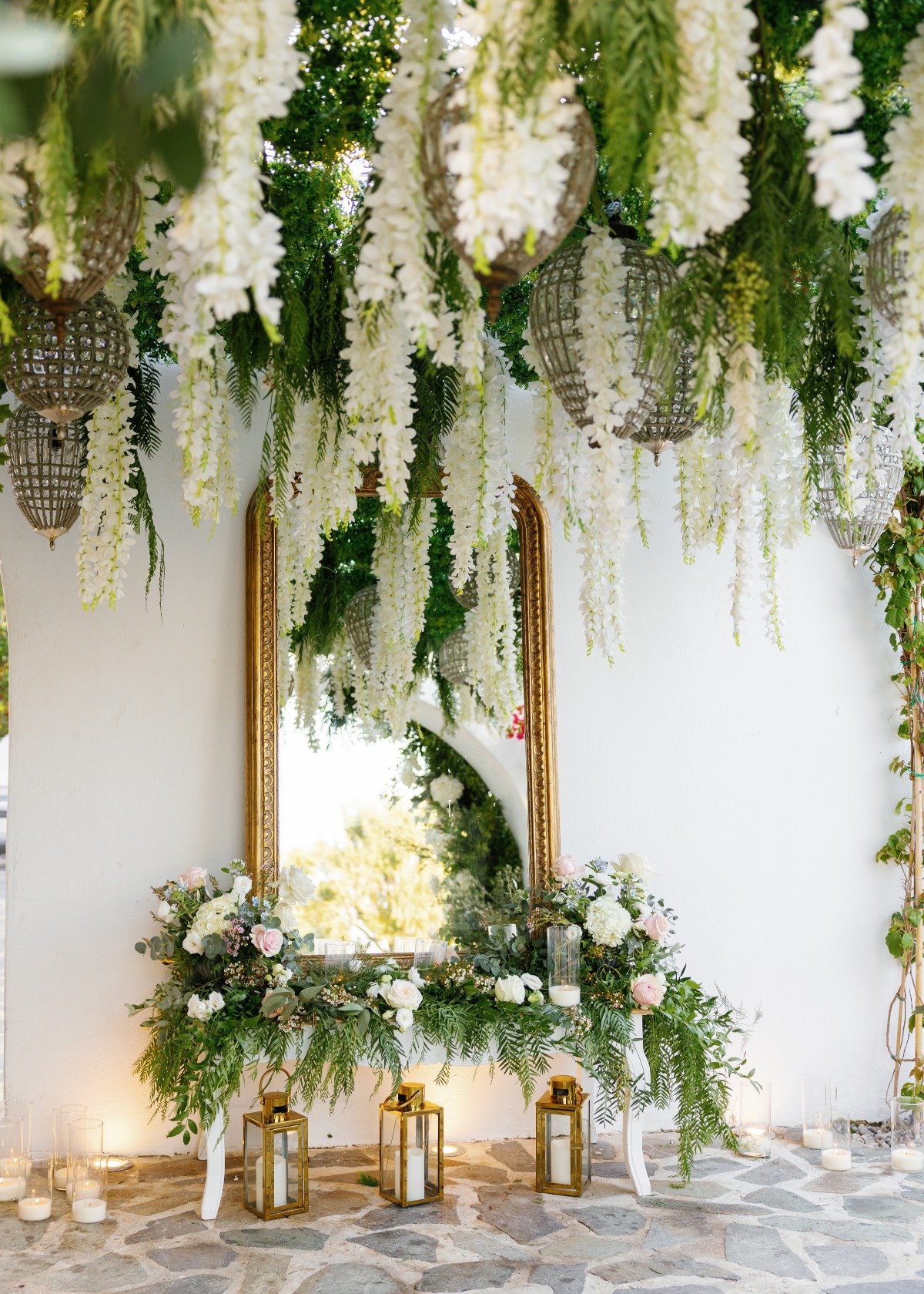 hanging wisteria installation