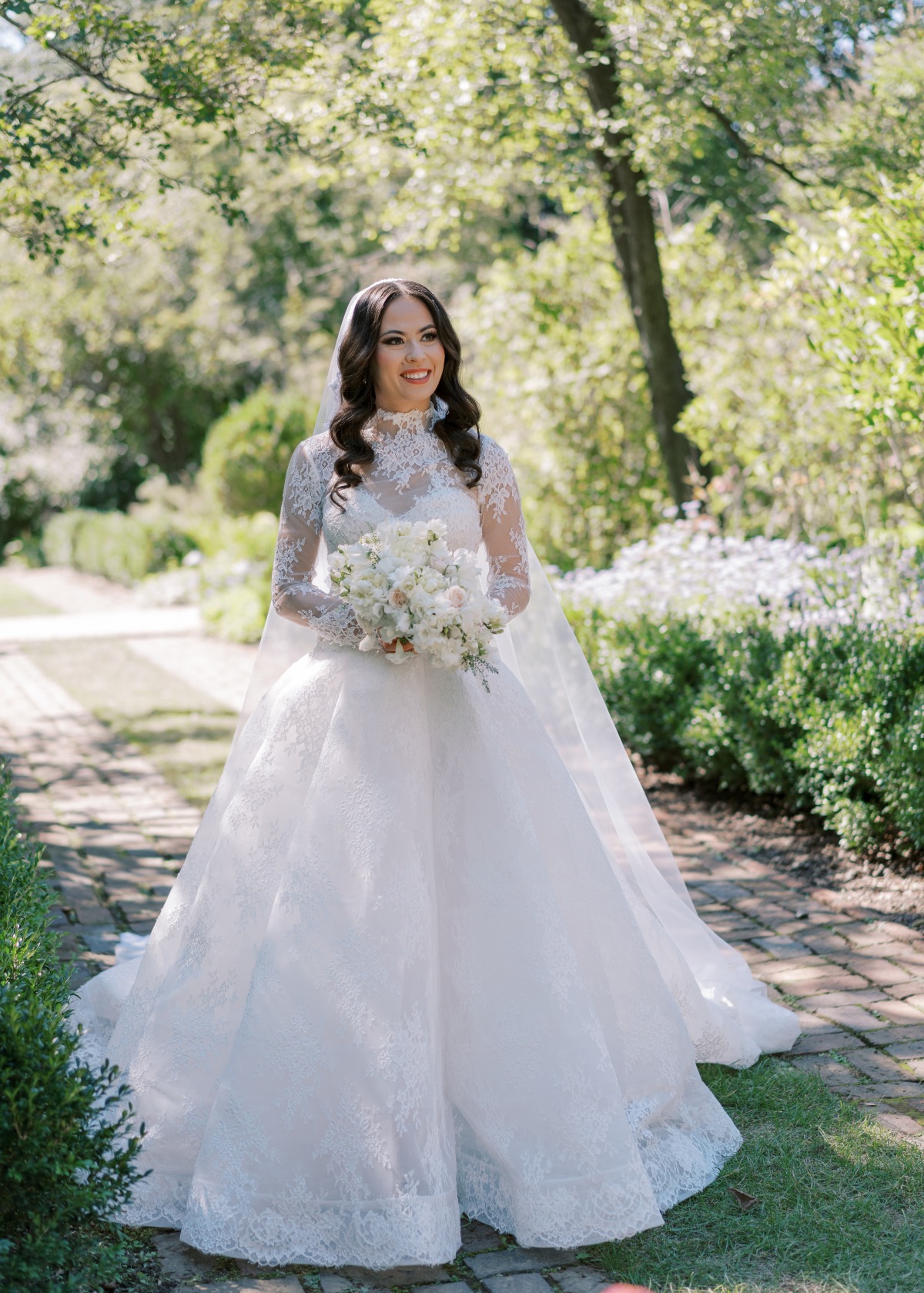 long sleeve lace tulle ballgown for wedding