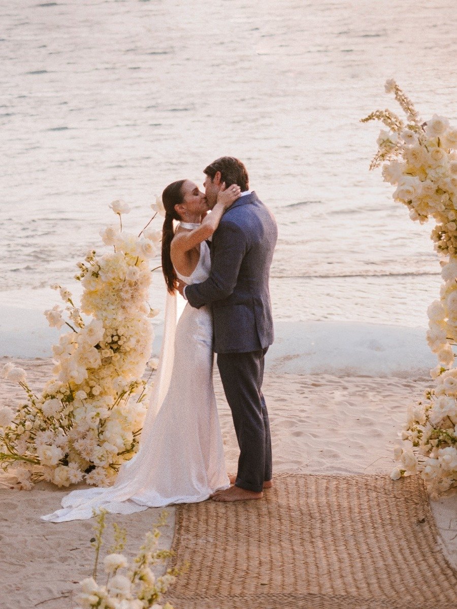 A sunset wedding on an entirely private beach in Isla Mujeres