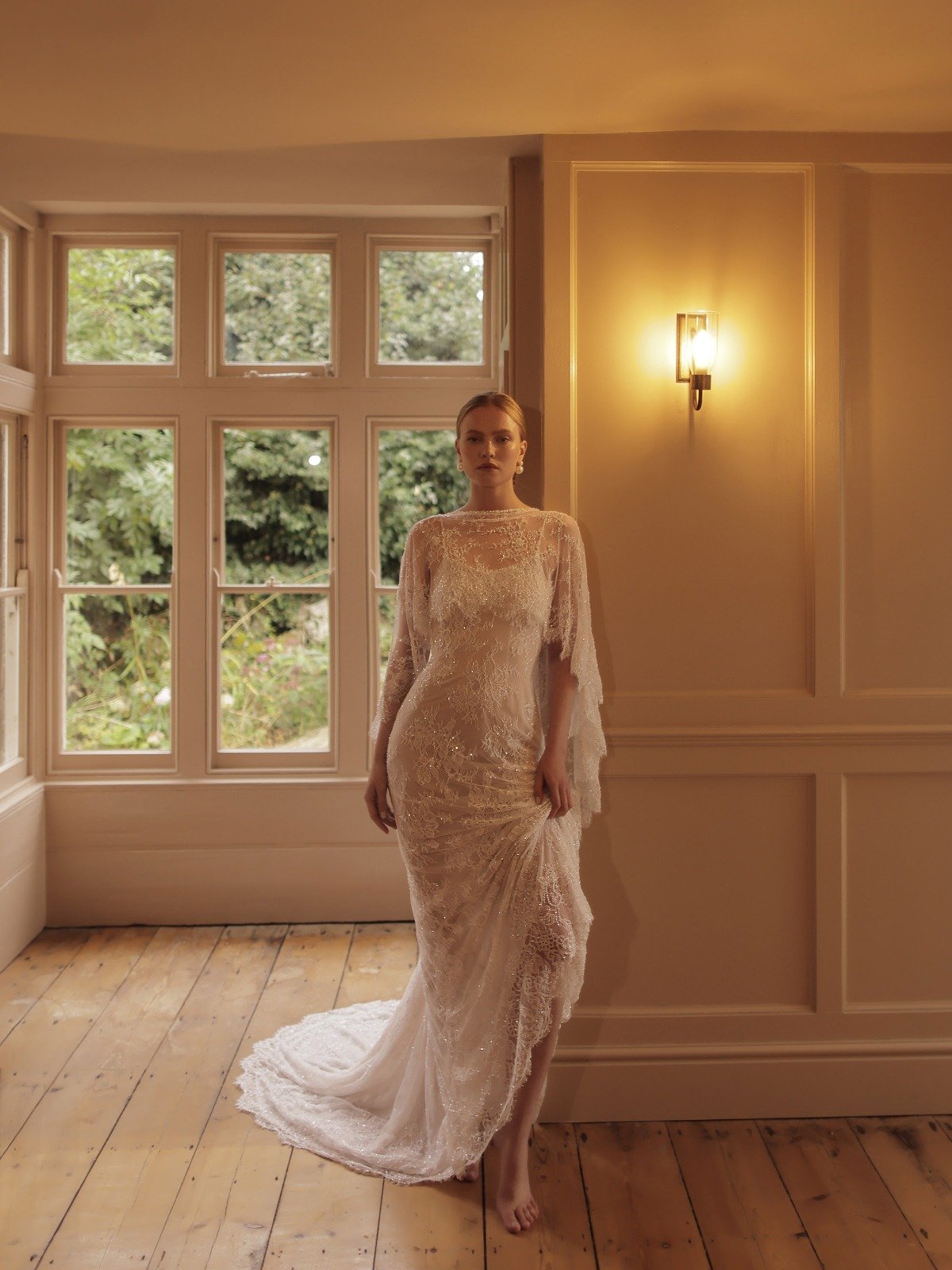 Beaded Gown With Bridal Cape