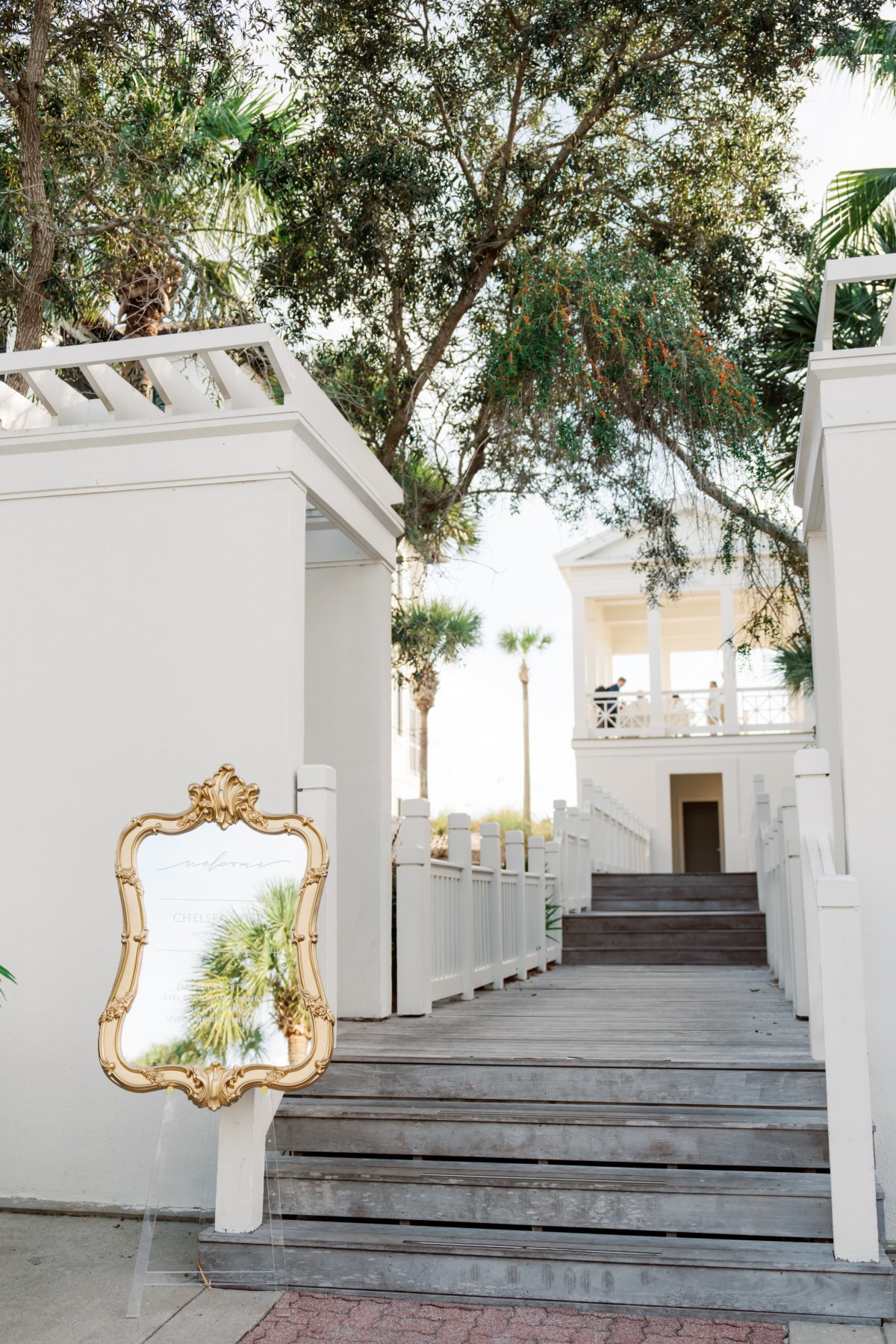 mirrored wedding welcome sign