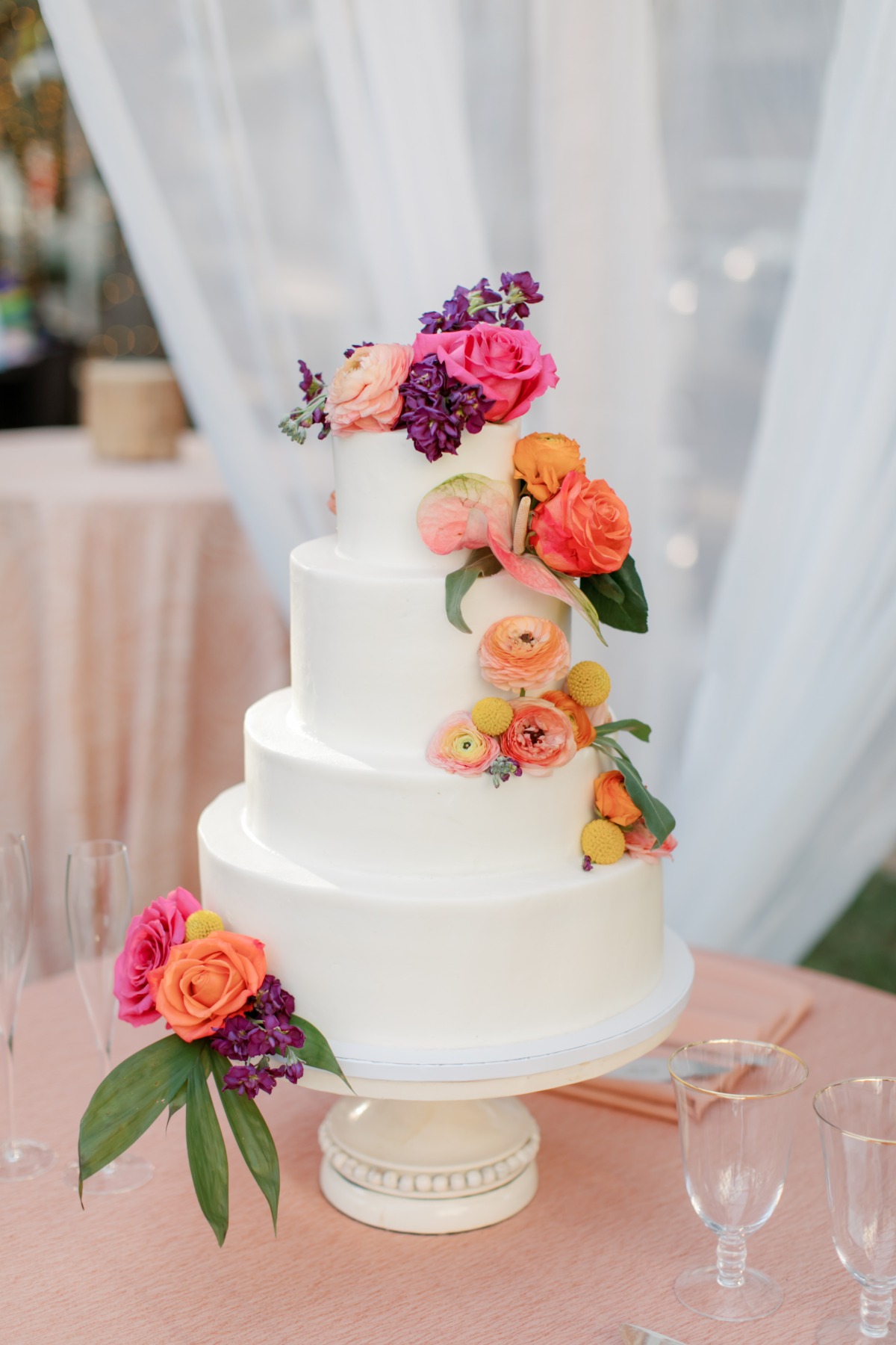 tropical flower wedding cake