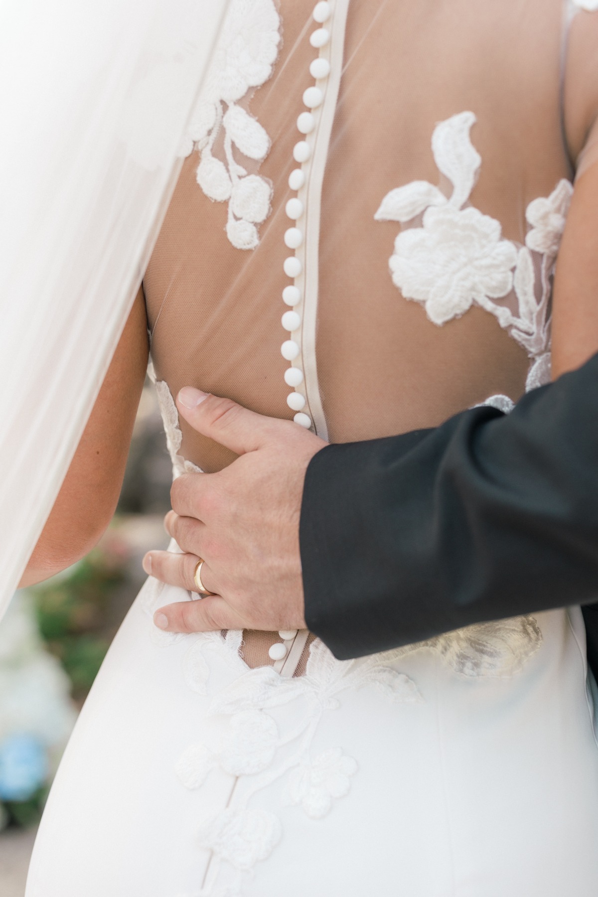 low back lace wedding gown with buttons