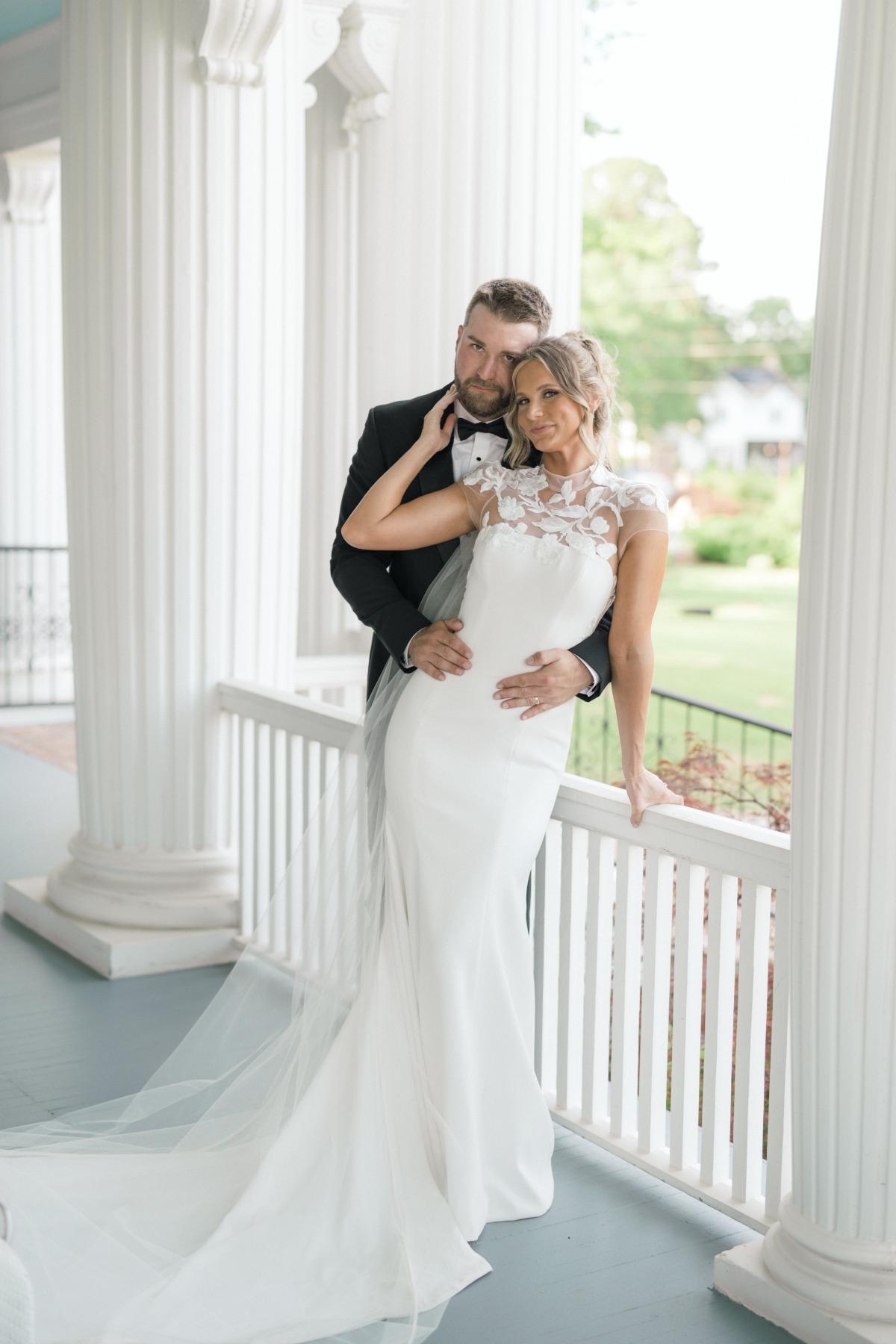 southern wedding photo on a porch