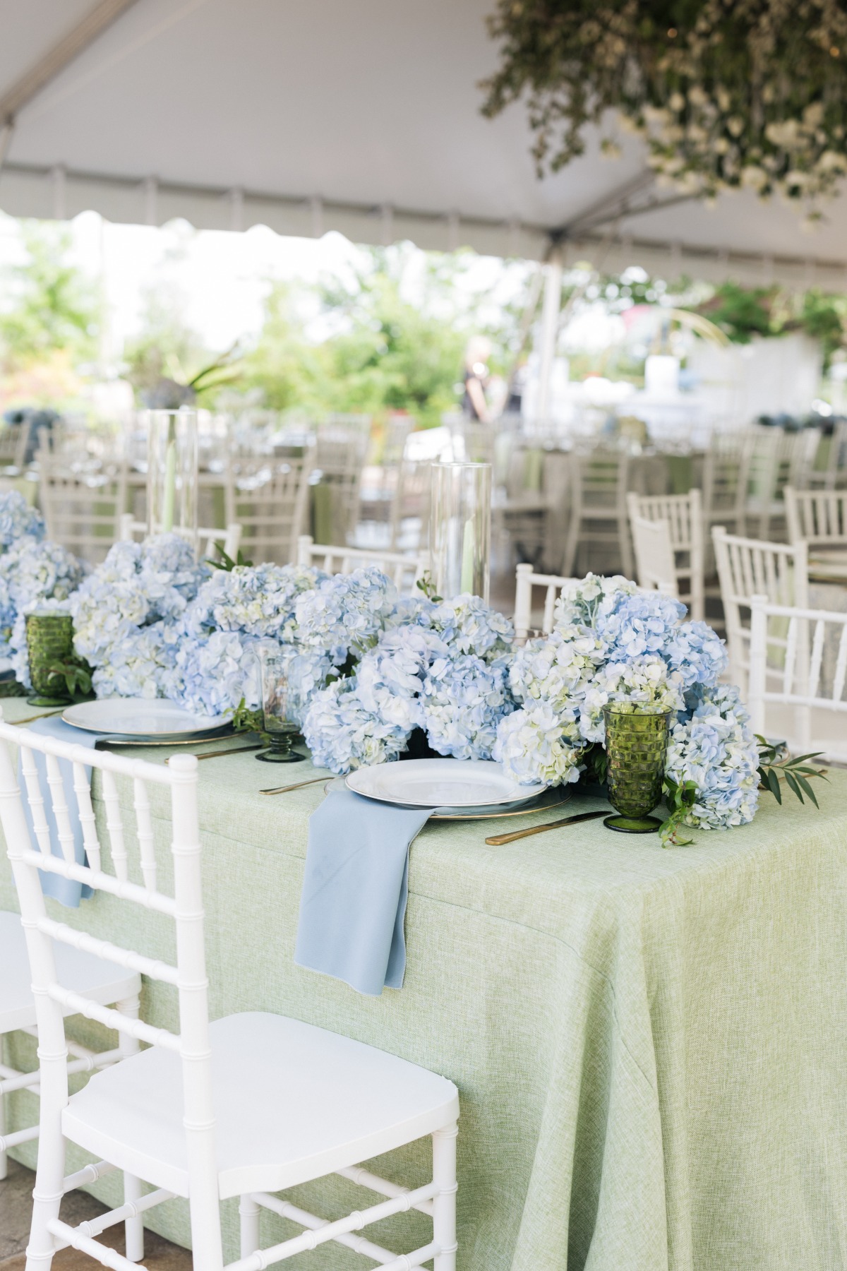 blue white and green wedding color palette