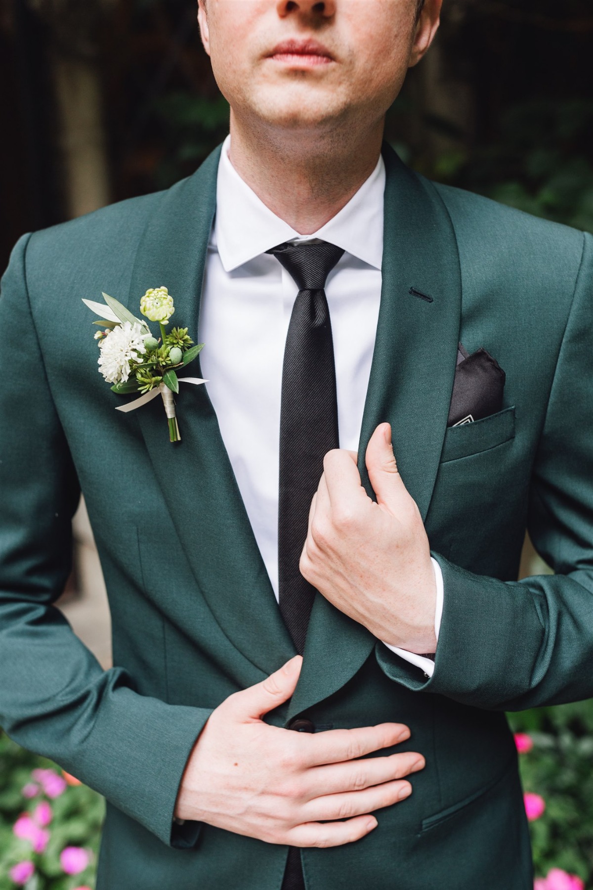 green shawl lapel suit for wedding