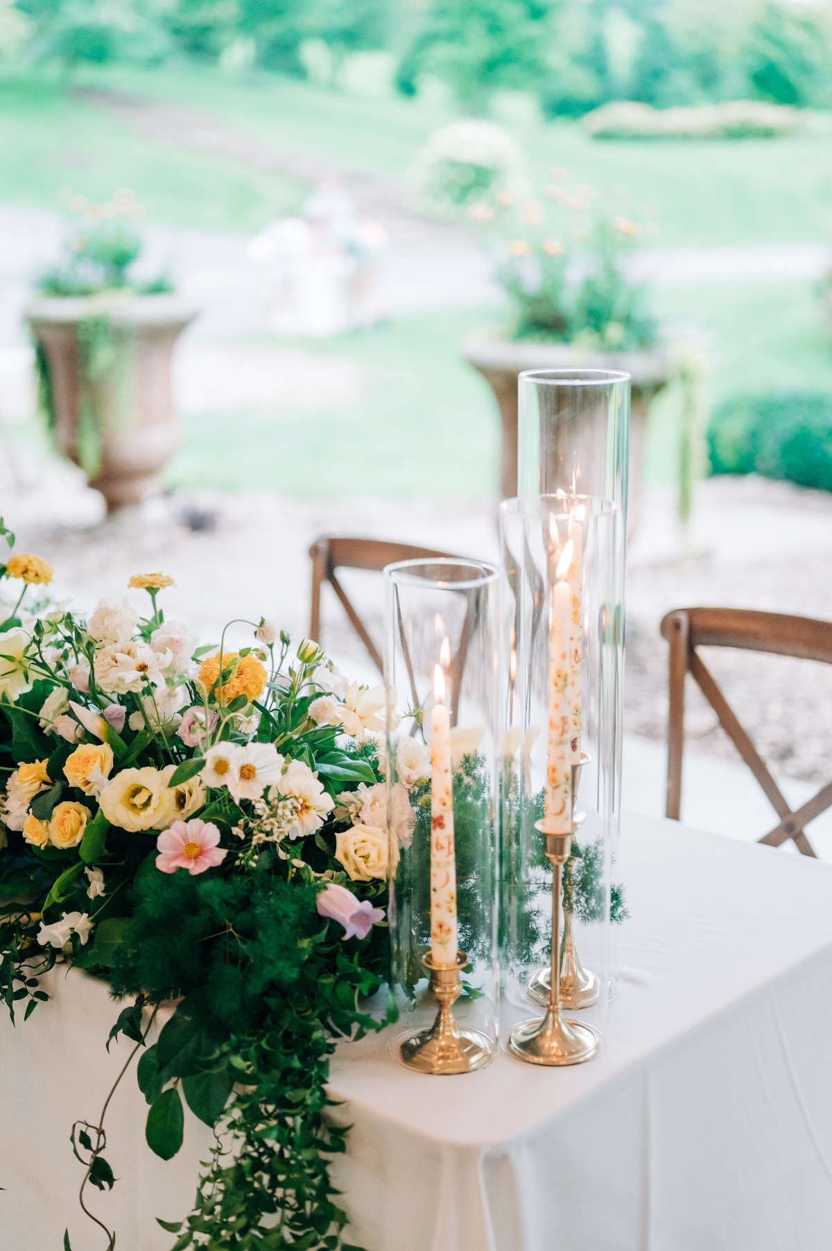 Wedding Table Decor With Floral Candles