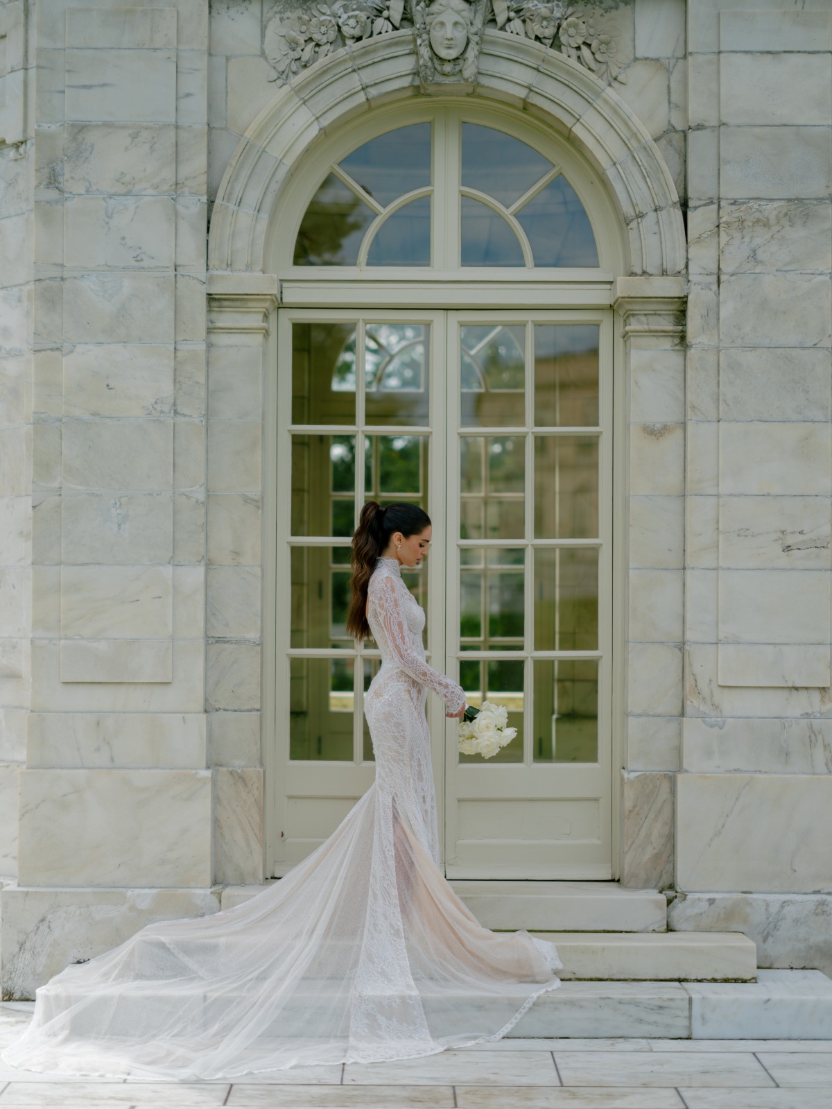 sheer lace wedding dress